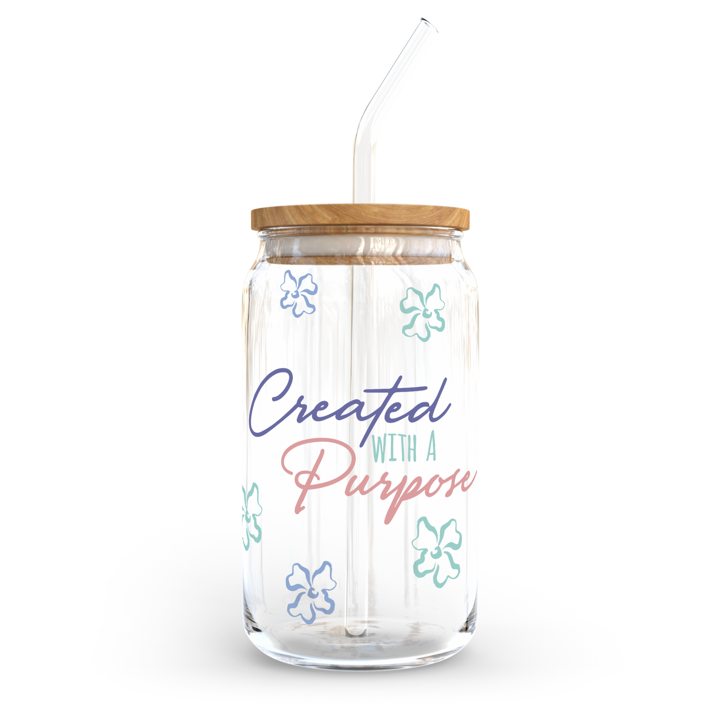 16oz Glass Cup - Created with a Purpose