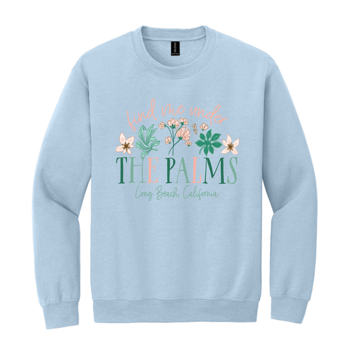 Gildan Sweatshirt Light Blue-Lush Tropics | Custom | Personalize