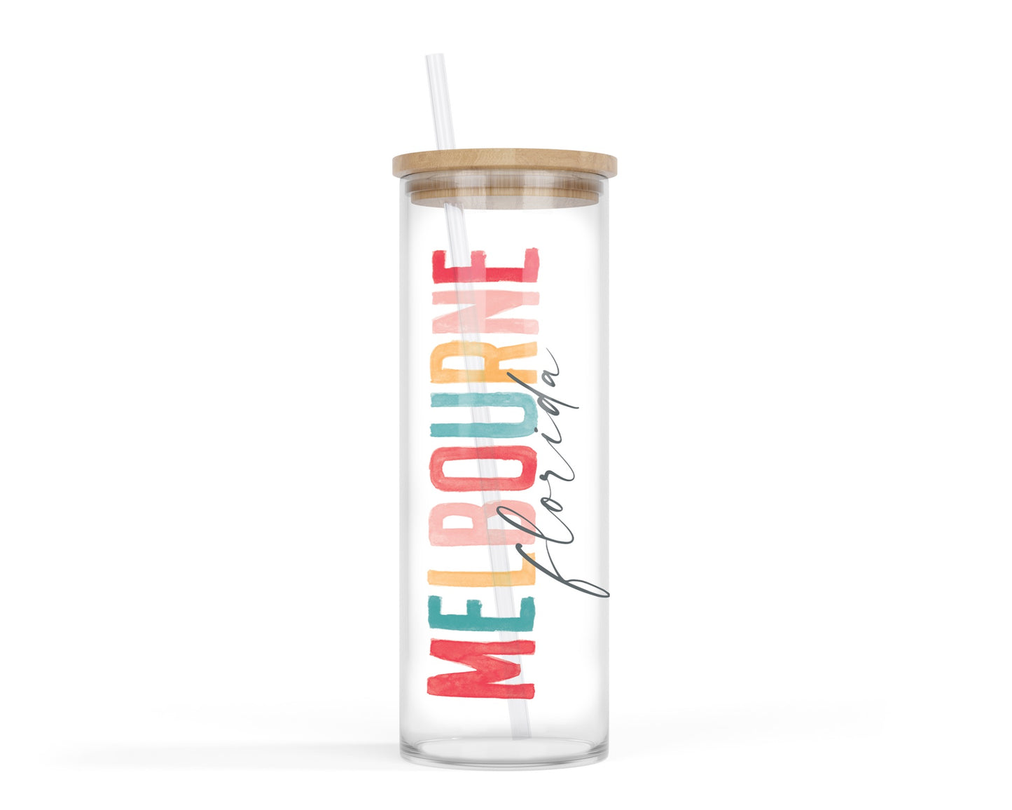 24oz Cold Brew Glass Watercolor City Melbourne FL