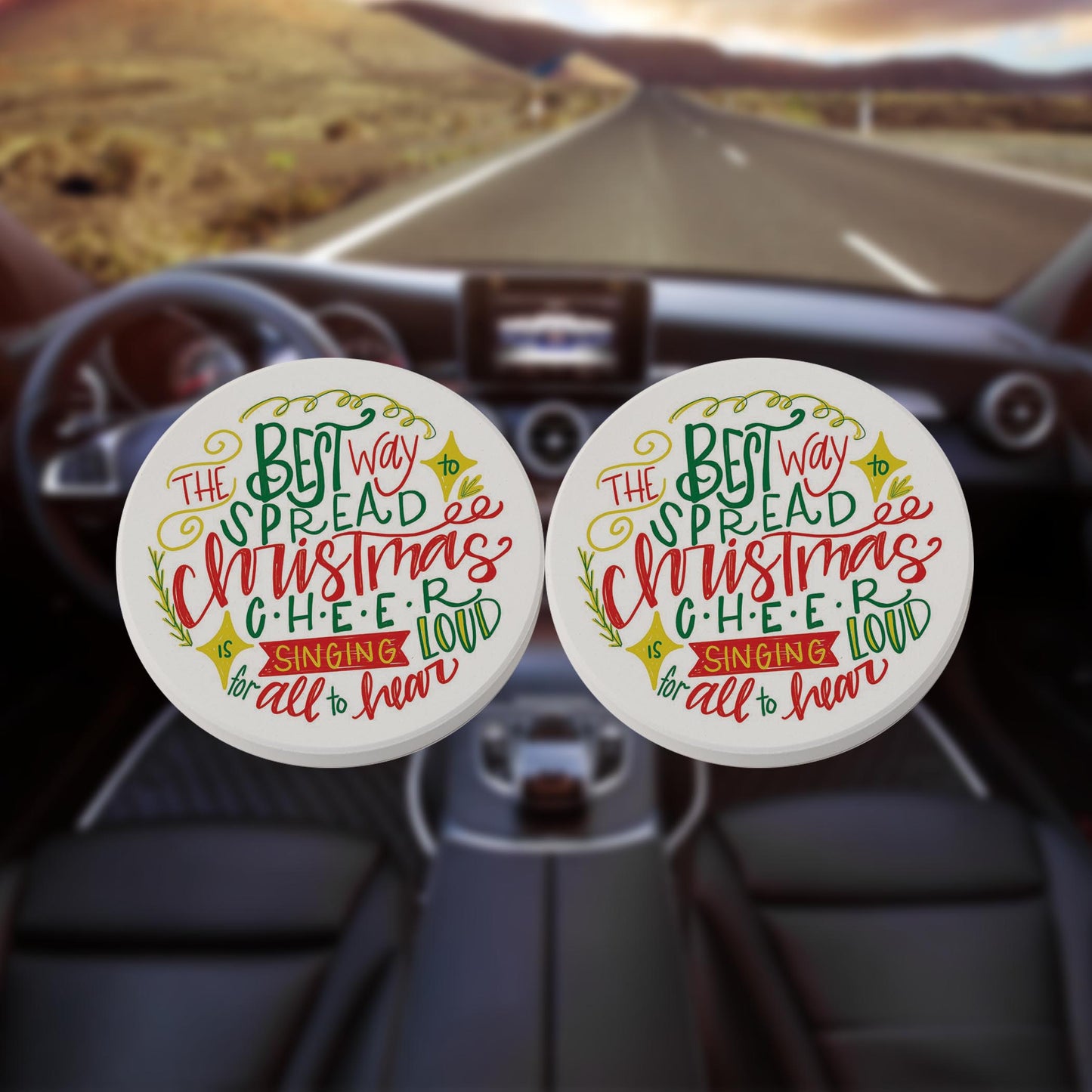 Car Coaster 2-Pack Kalia Lane-Best Way To Spread Christmas Cheer