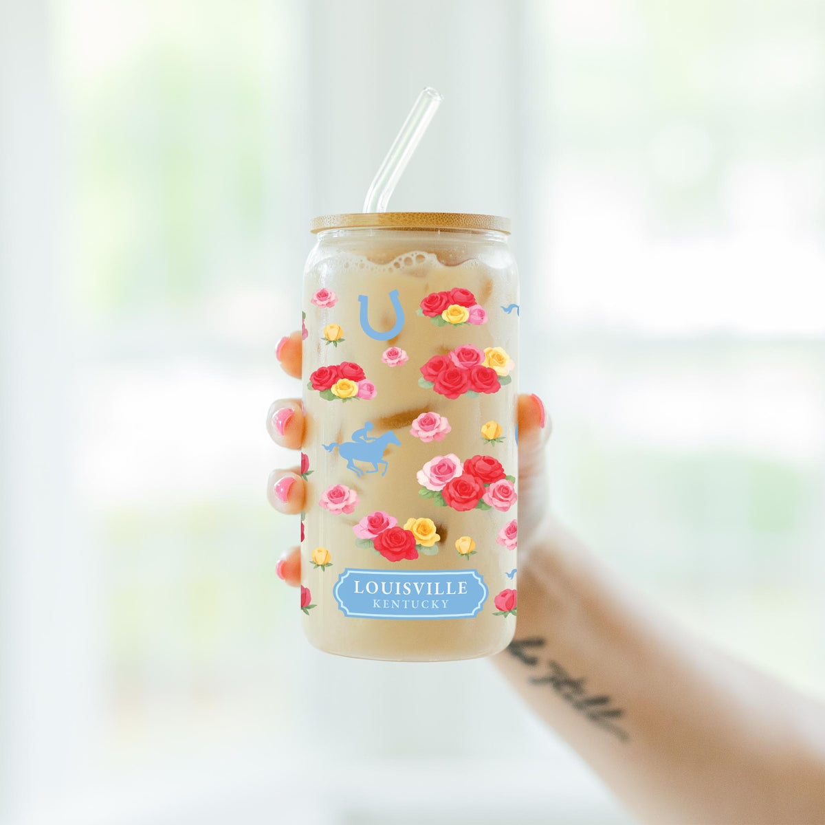 16oz Cold Brew Glass-Derby | City & State | Hometown -4