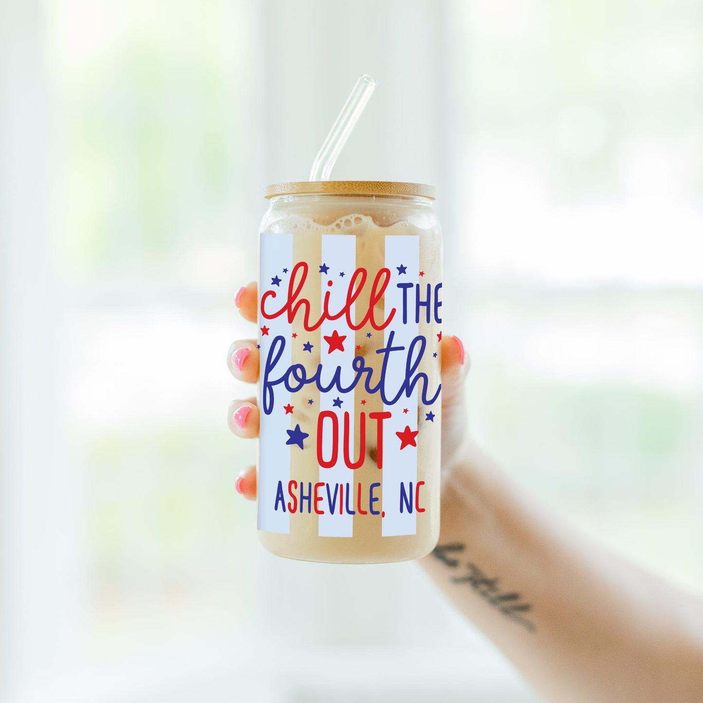 16oz Cold Brew Glass-Love+Local 4th of July 250th Anniversary -4
