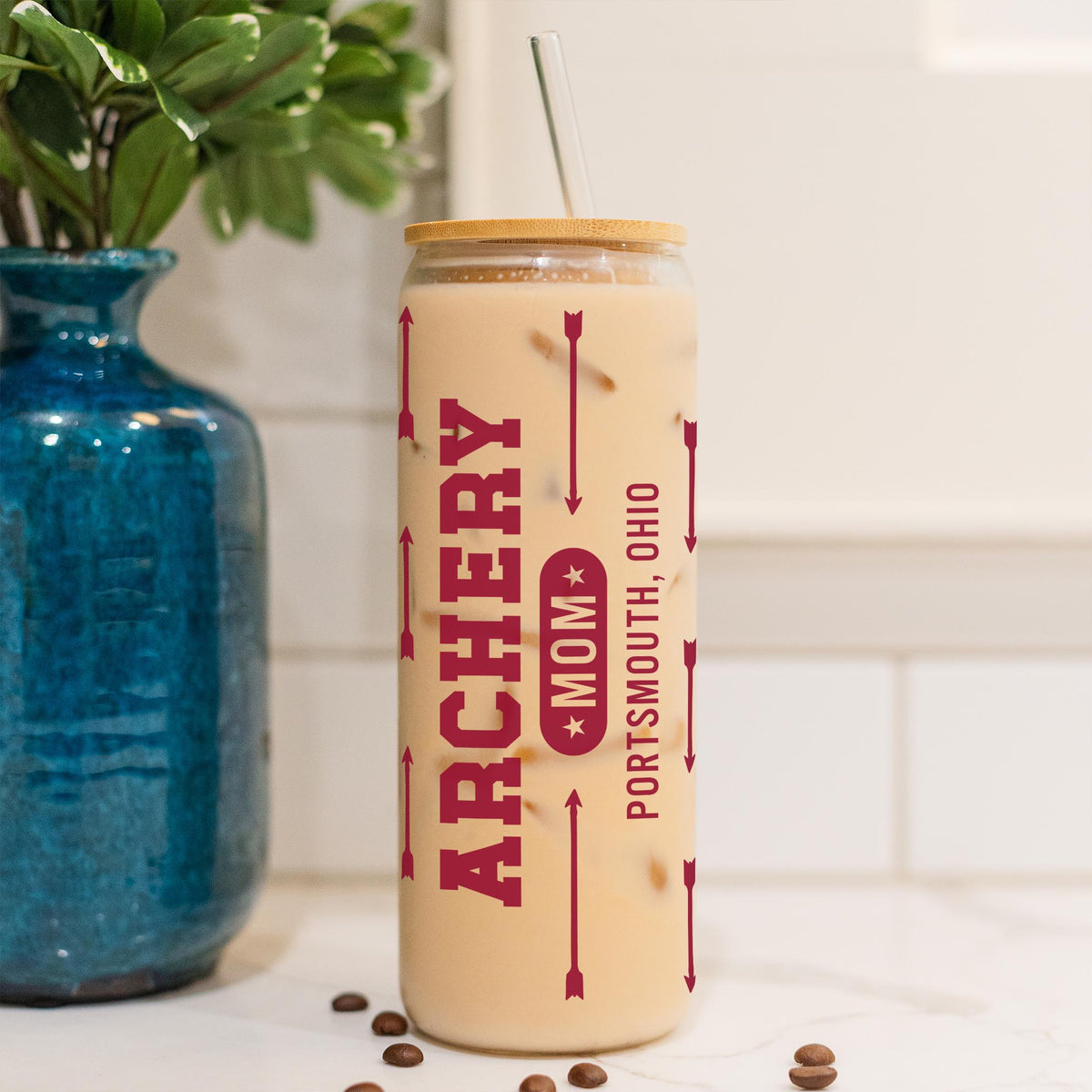 24oz Cold Brew Glass-Archery Mom | Hometown | School Team -4