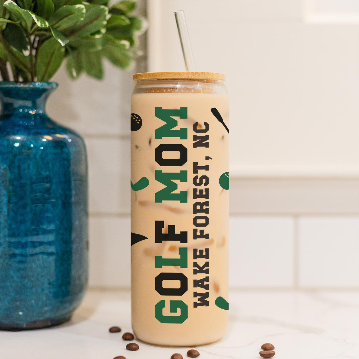 24oz Cold Brew Glass-Custom Golf Mom | Team | Hometown -4