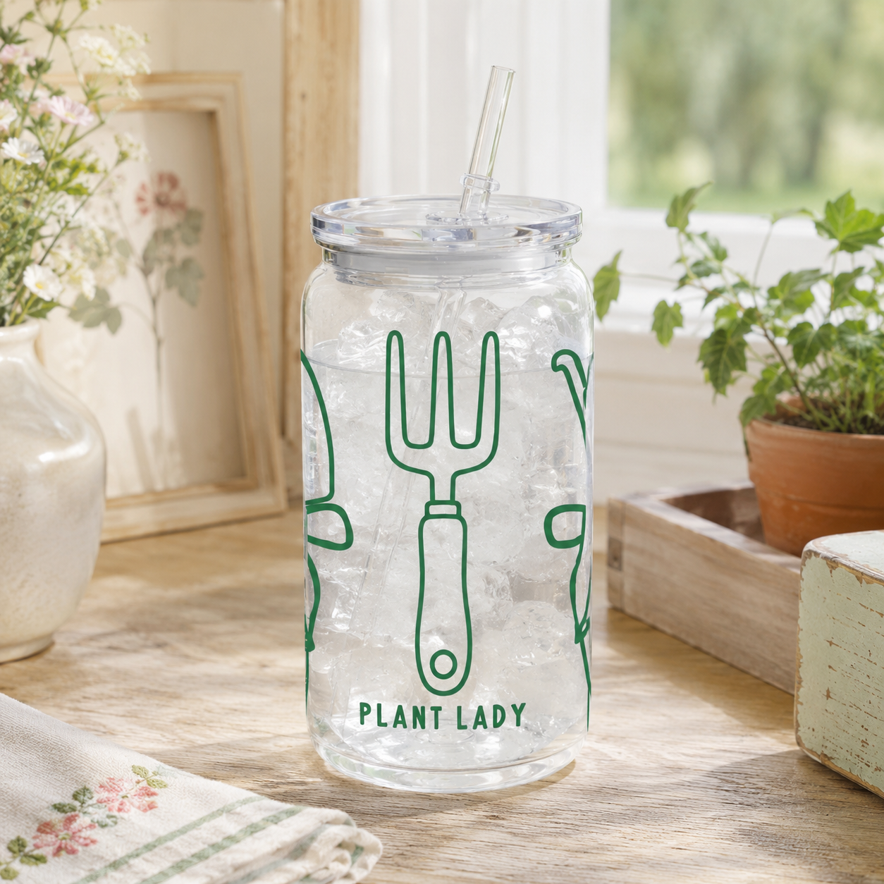 16oz Acrylic Plastic Tumbler-Plant Lady