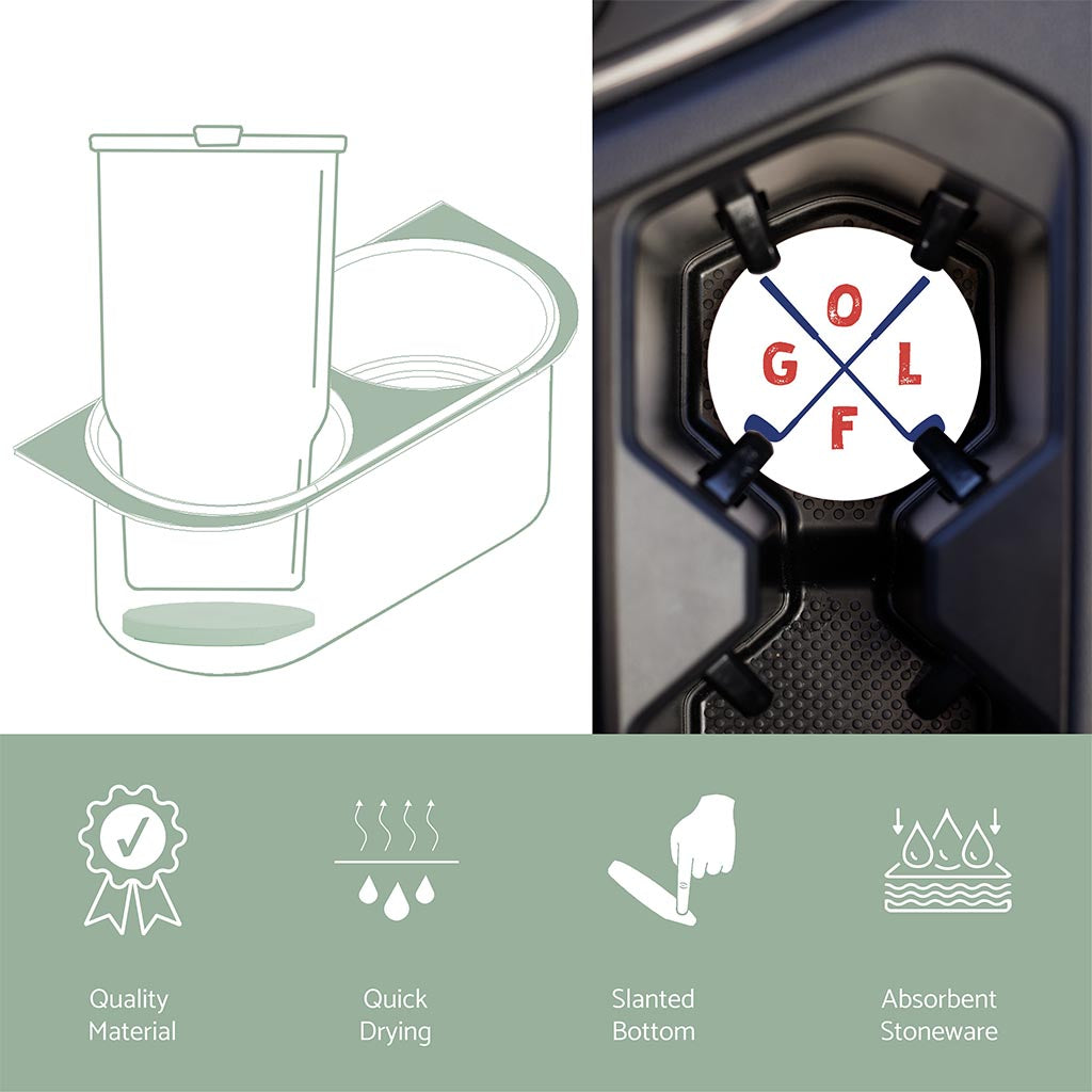 Car Coaster-Golf Crossed Clubs -6
