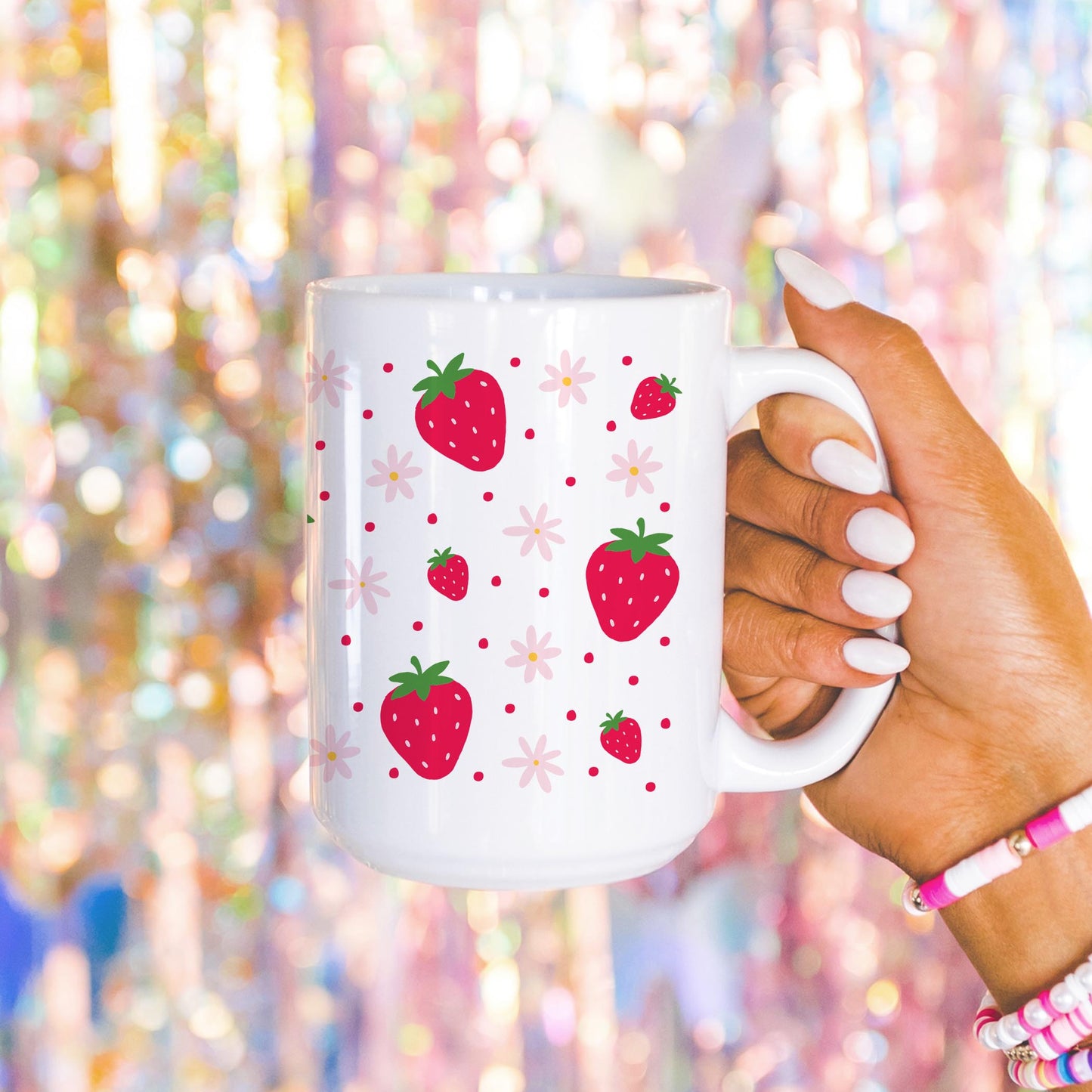 15oz Coffee Mug White-Love+Local Strawberry Parlor -4