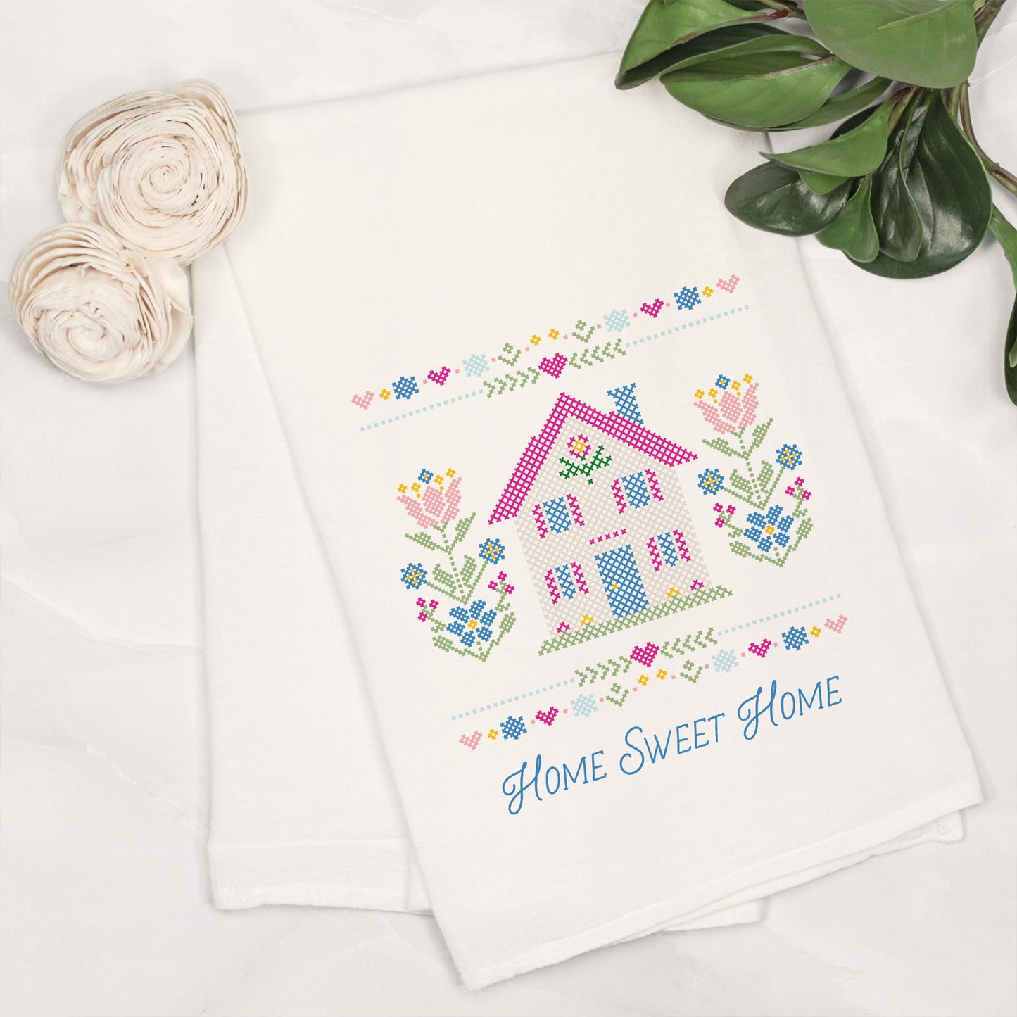 Cotton Tea Towel White-Summer Cottage -6