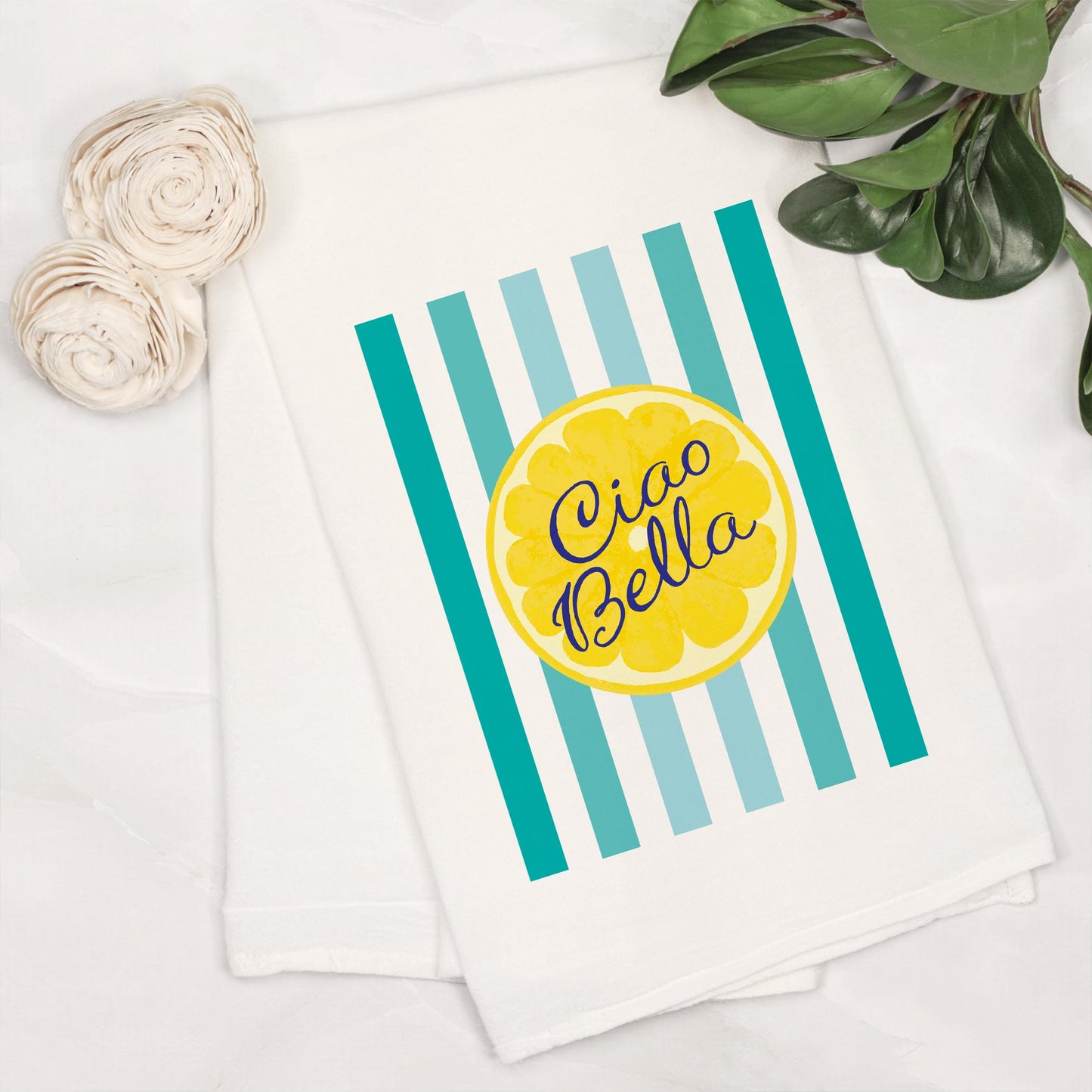 Cotton Tea Towel White-Summer Daze Ciao Bella -6