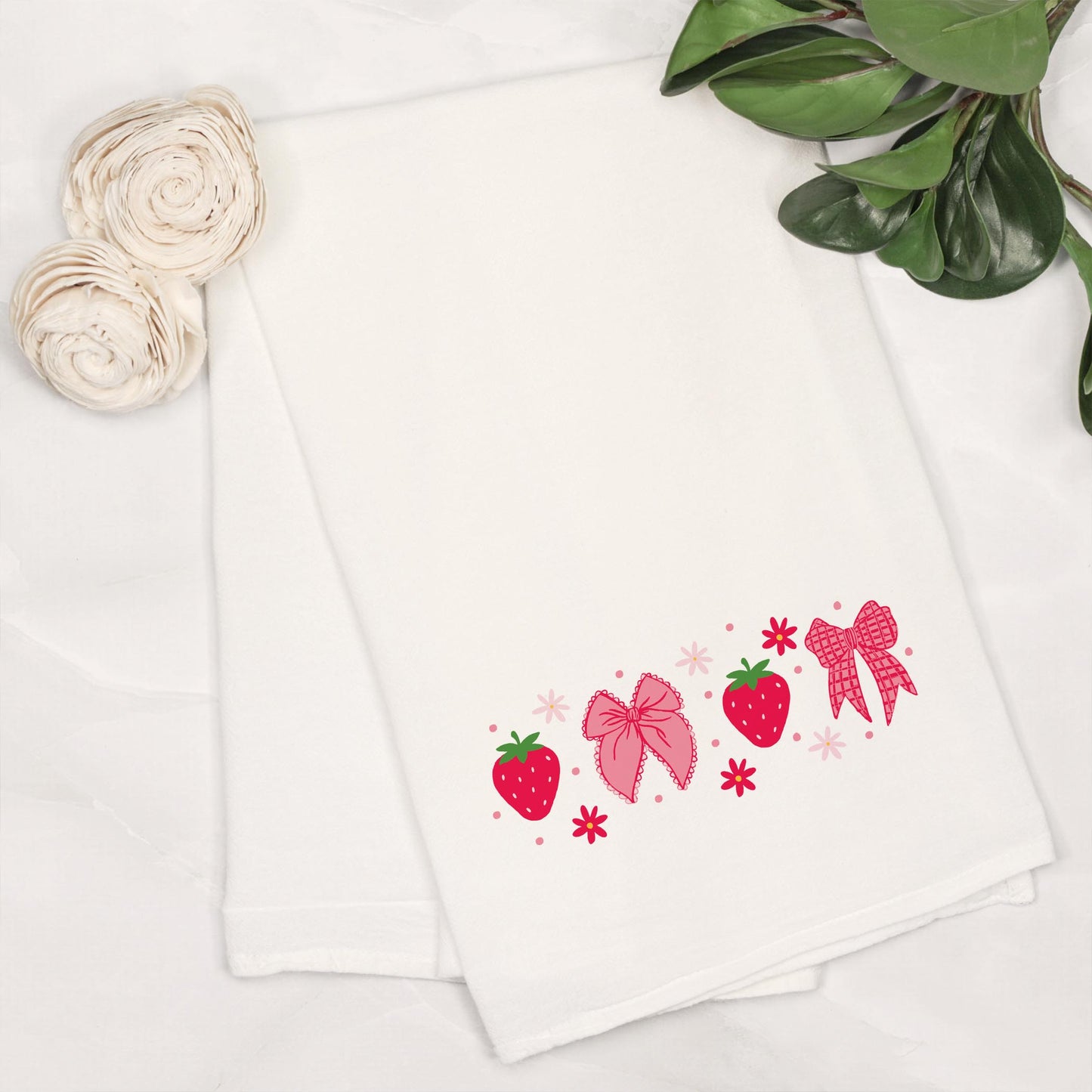 Cotton Tea Towel White-Strawberry Parlor -6