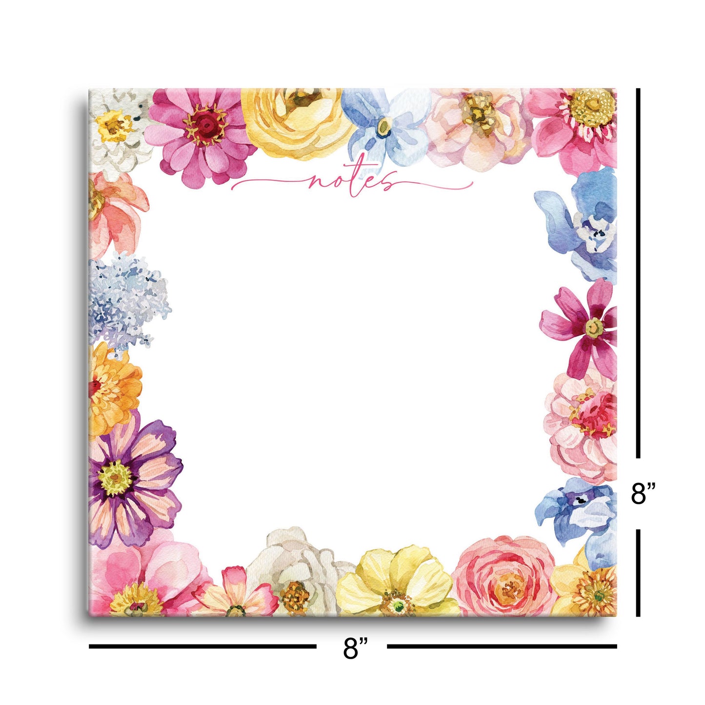 8x8 Glass Dry Erase-Fantasy Garden Notes -8