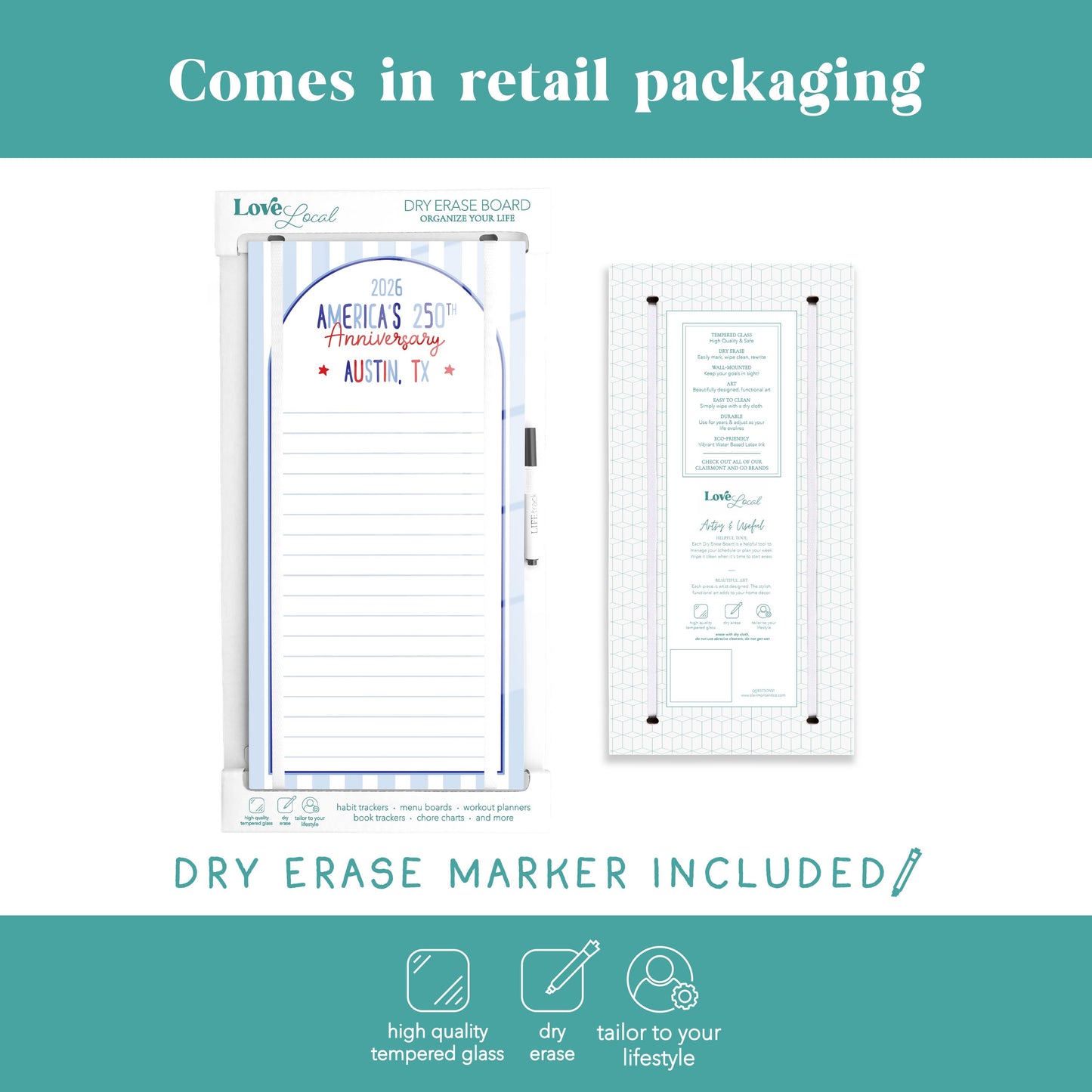 8x16 Glass Dry Erase-Love+Local 4th of July 250th Anniversary -5