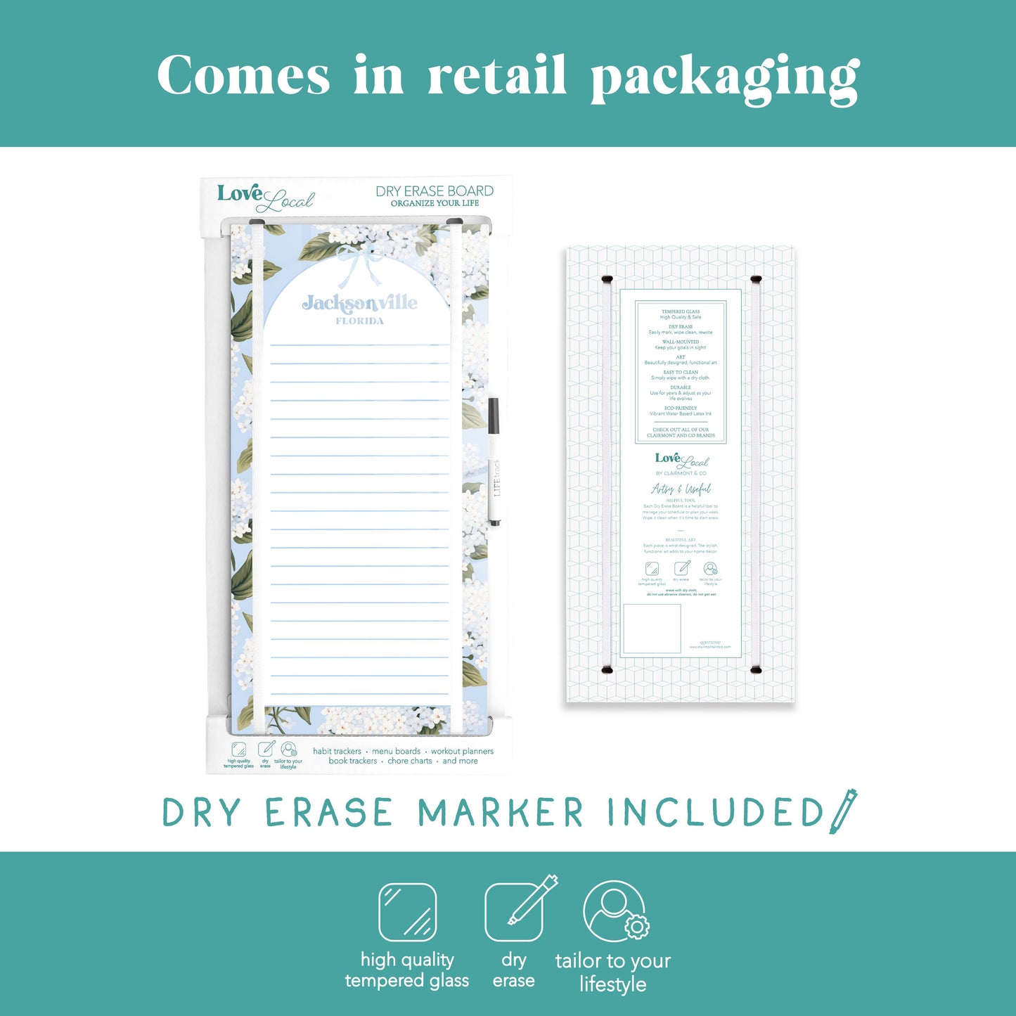 8x16 Glass Dry Erase-Love+Local Hydrangea Cottage -5