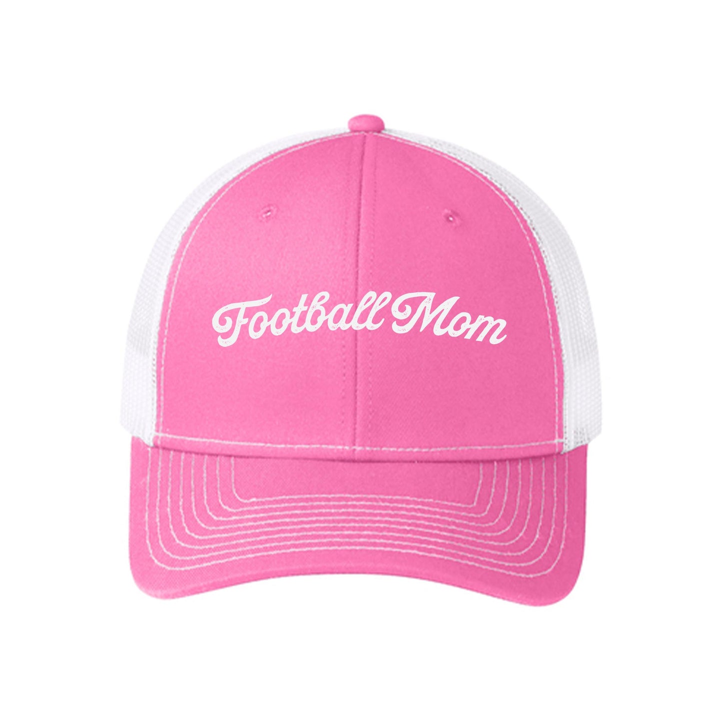 Pink & White Trucker Hat-Football Mom -0