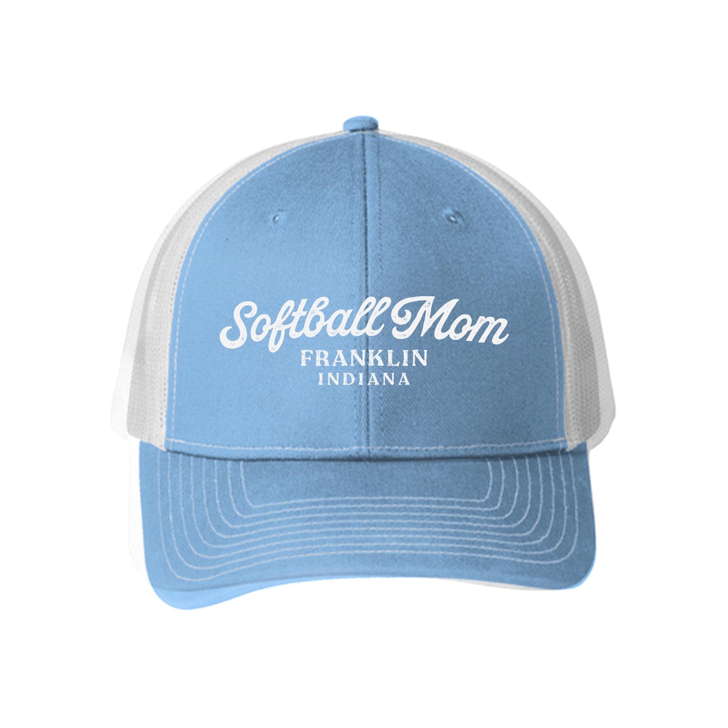 Blue & White Trucker Hat-Softball Mom | Custom | Your Hometown -0
