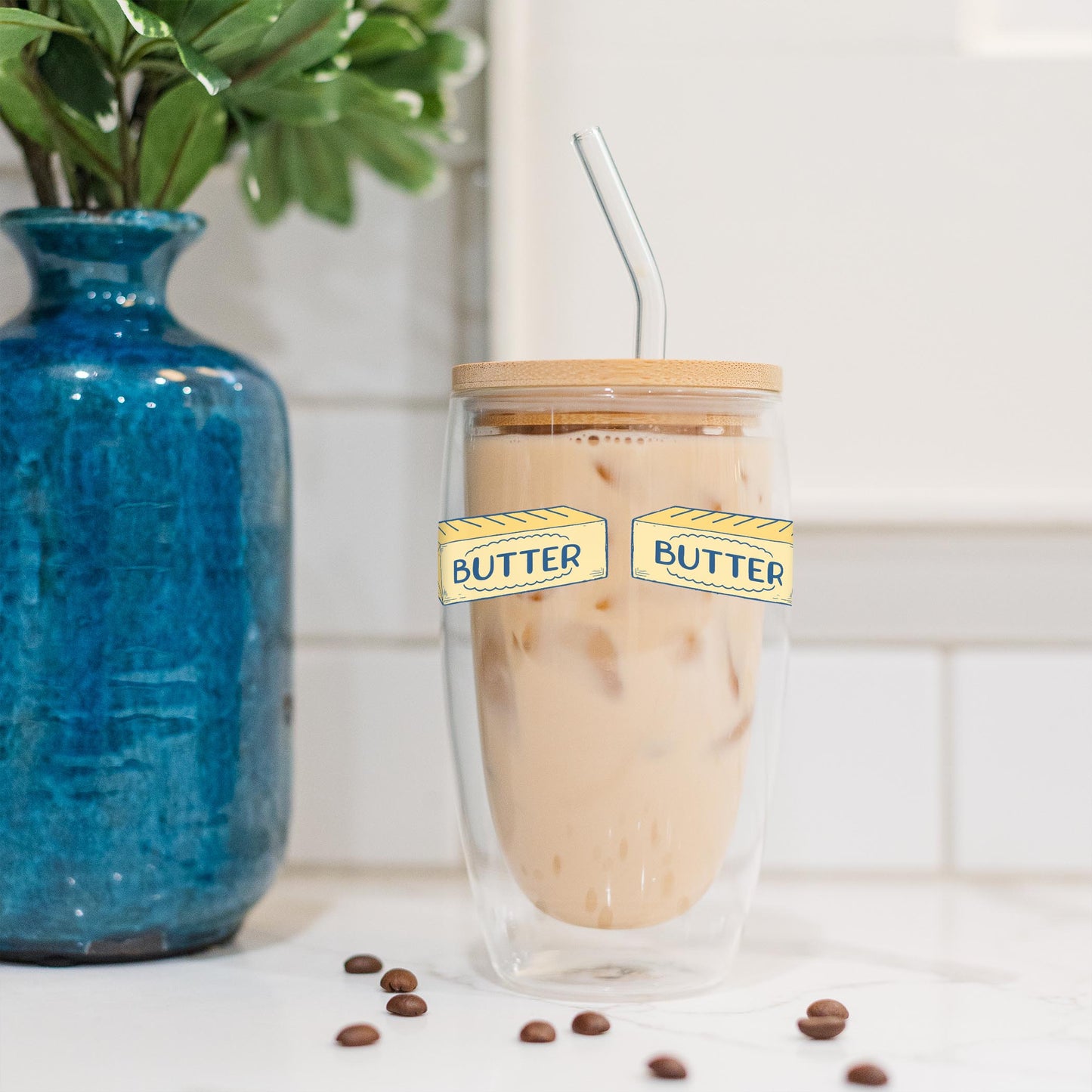 16oz Double Insulated Glass Tumbler-Butter -4