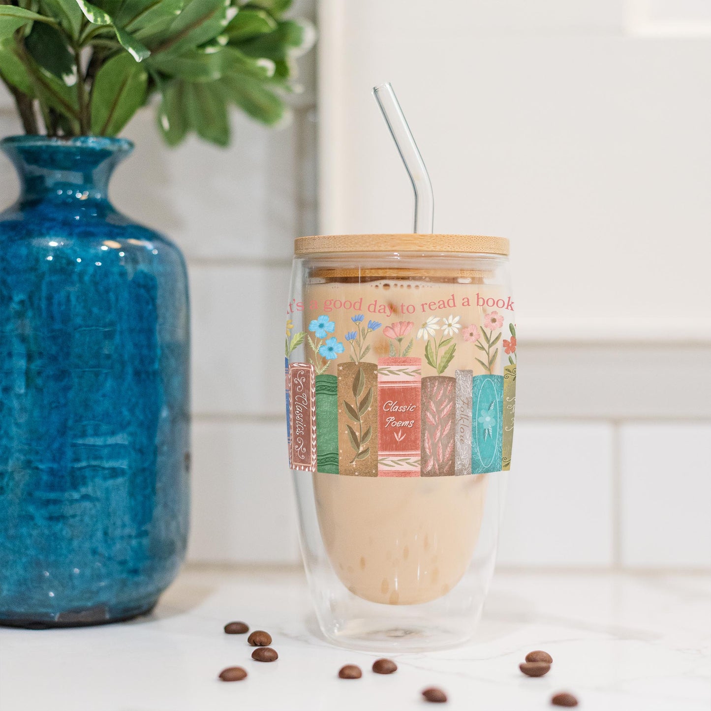 16oz Double Insulated Glass Tumbler-Pretty Little Chapters It's A Good Day -4