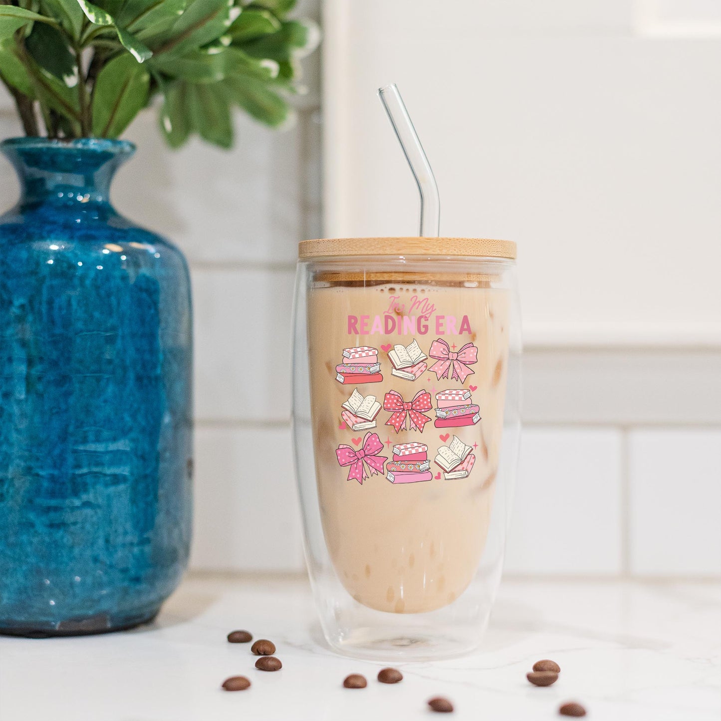 16oz Double Insulated Glass Tumbler-In My Reading Era -4