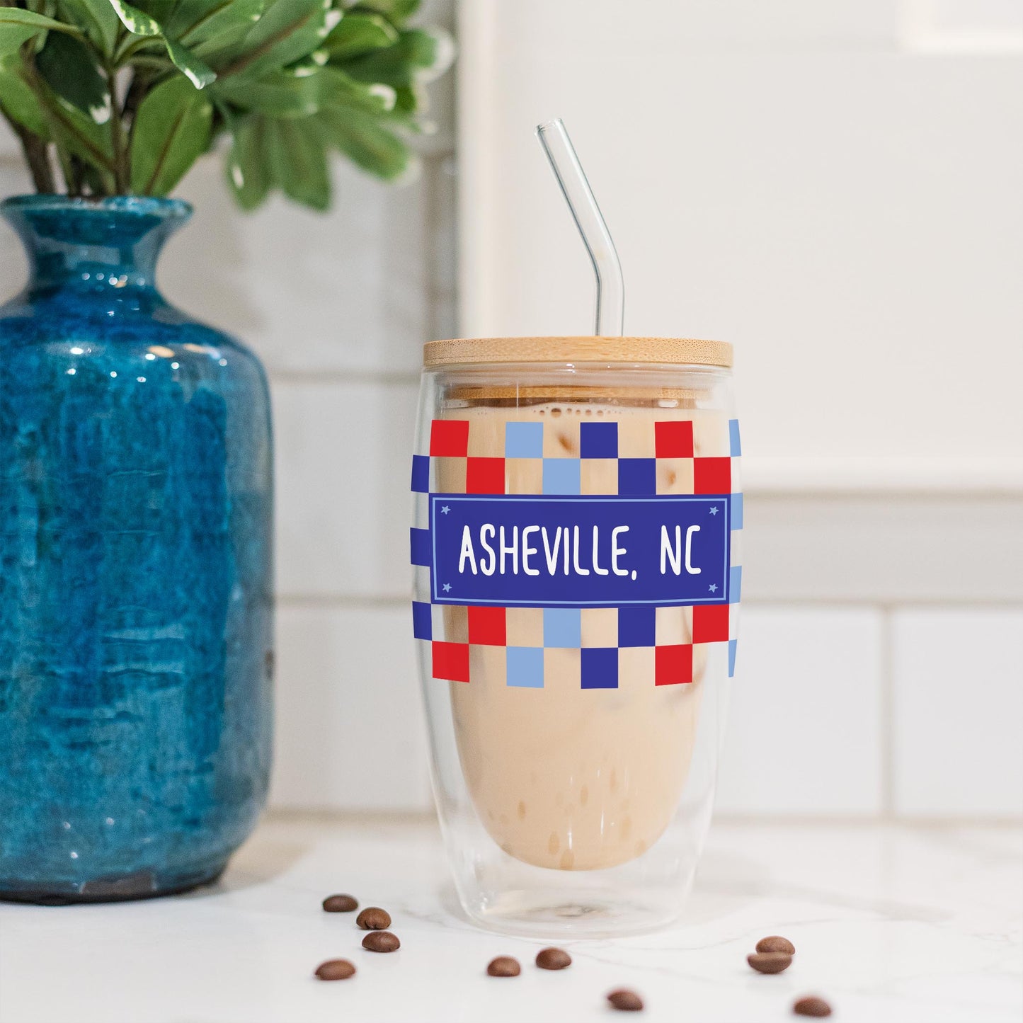 16oz Double Insulated Glass Tumbler-Love+Local 4th of July 250th Anniversary -4
