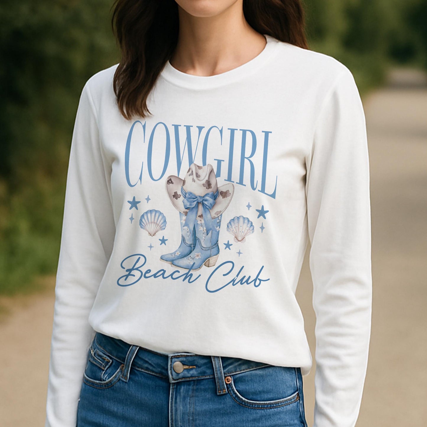 Long Sleeve T-Shirt White-Coastal Cowgirl -3