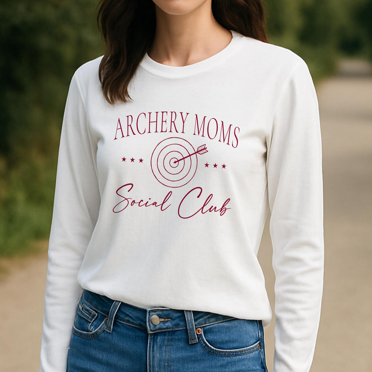 Long Sleeve T-Shirt White-Archery Mom -3