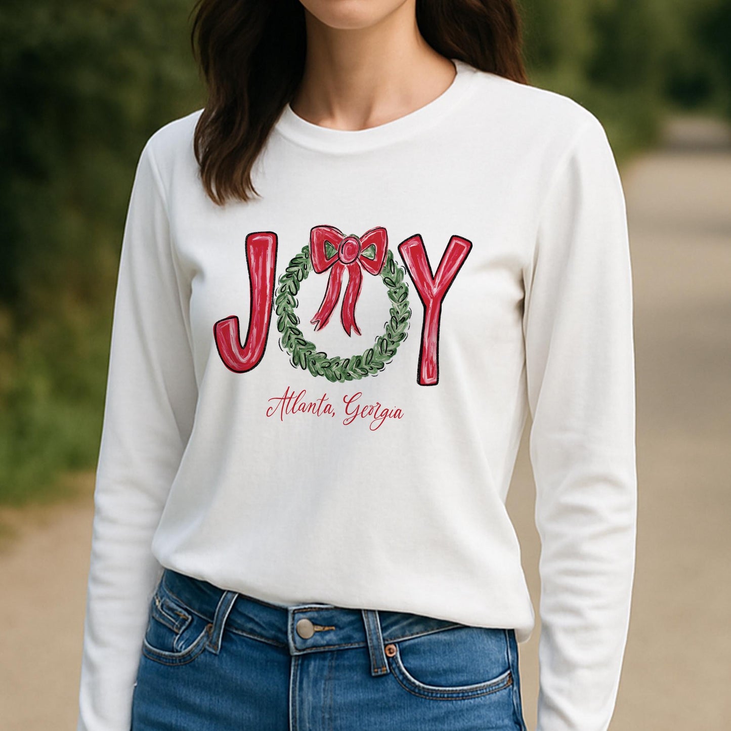 Long Sleeve T-Shirt White-Love+Local Make It Merry -3