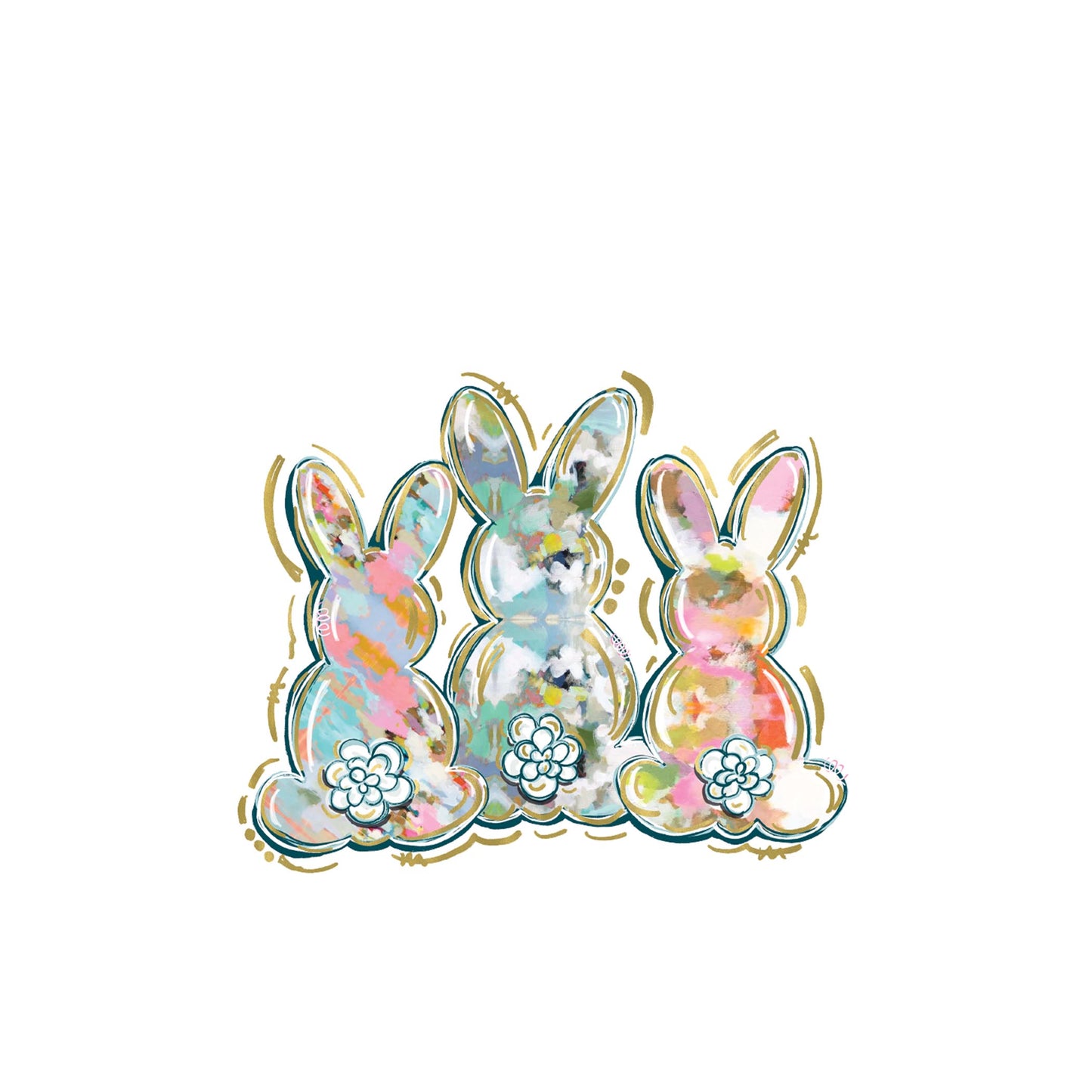 Vinyl Magnet-Painted Bunny Trio