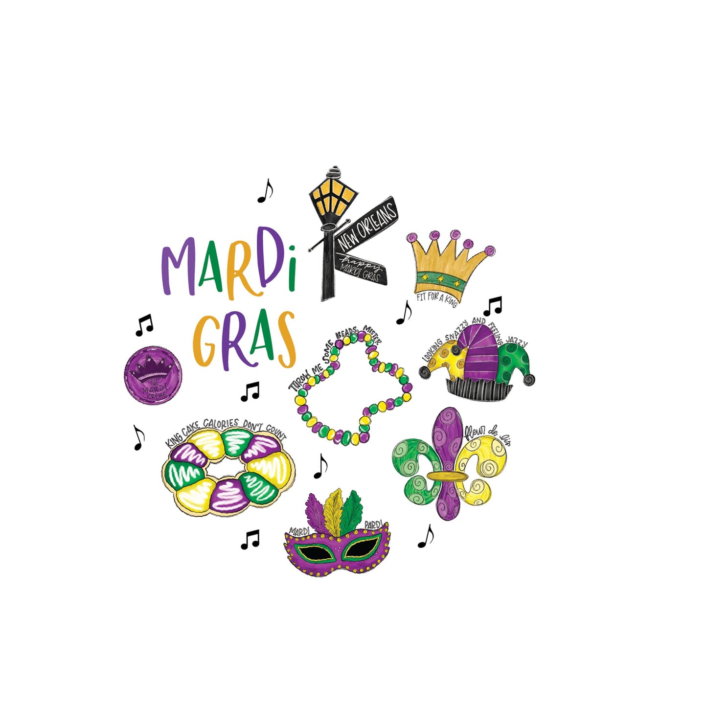 Vinyl Magnet-Mardi Gras Icons