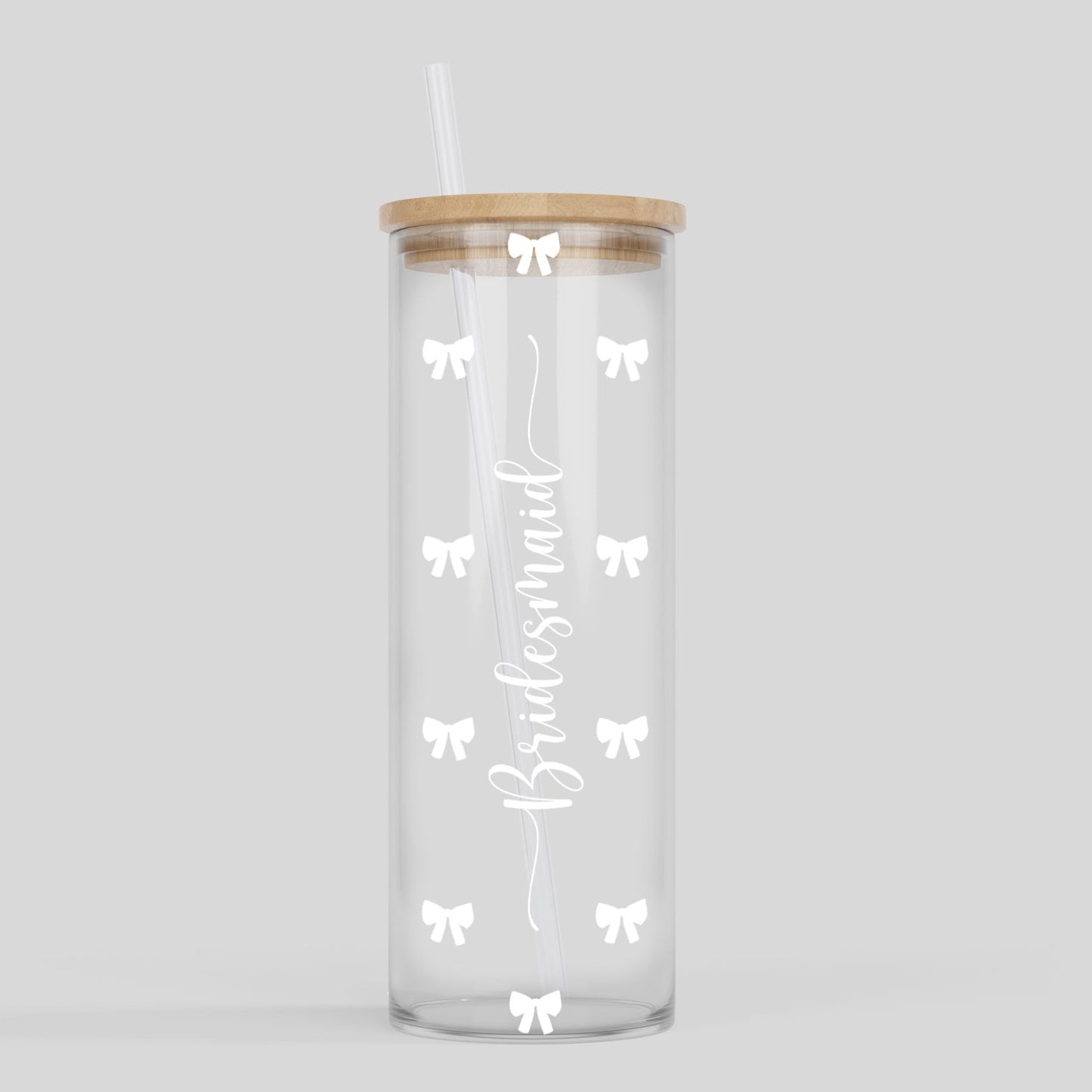 Wedding 24oz. Glass Tumbler | Bridesmaid Bows
