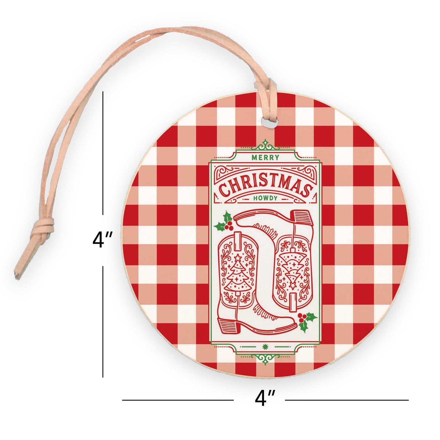 4" Round Ornament-Western Christmas -7