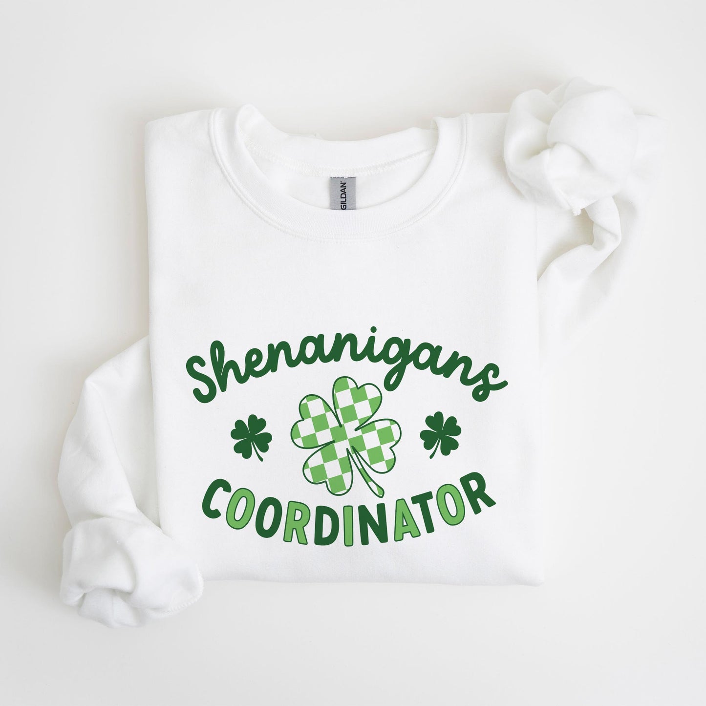 Gildan Sweatshirt White-St. Patrick's Day Shenanigans Coordinator -4