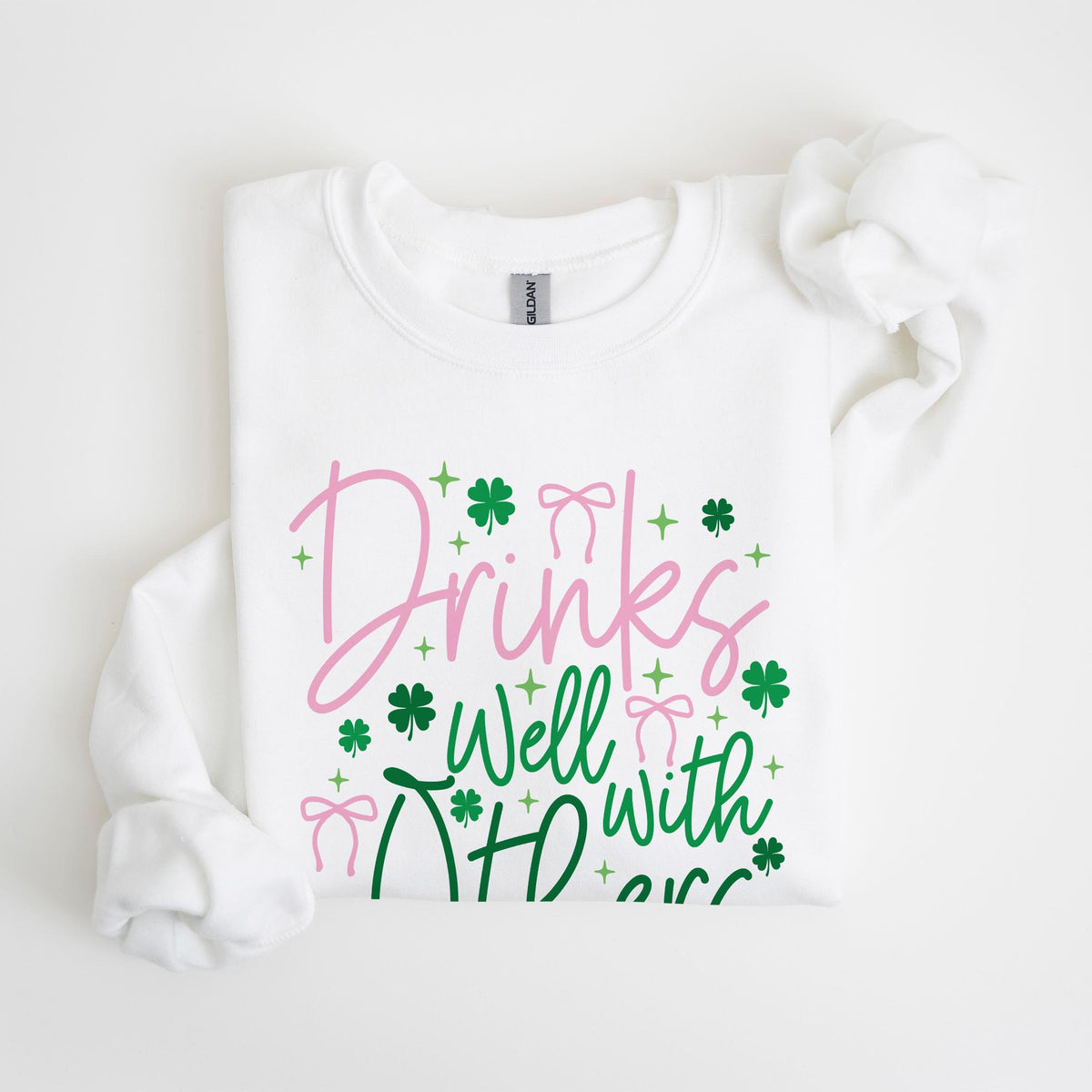 Gildan Sweatshirt White-St. Patty's Day -4