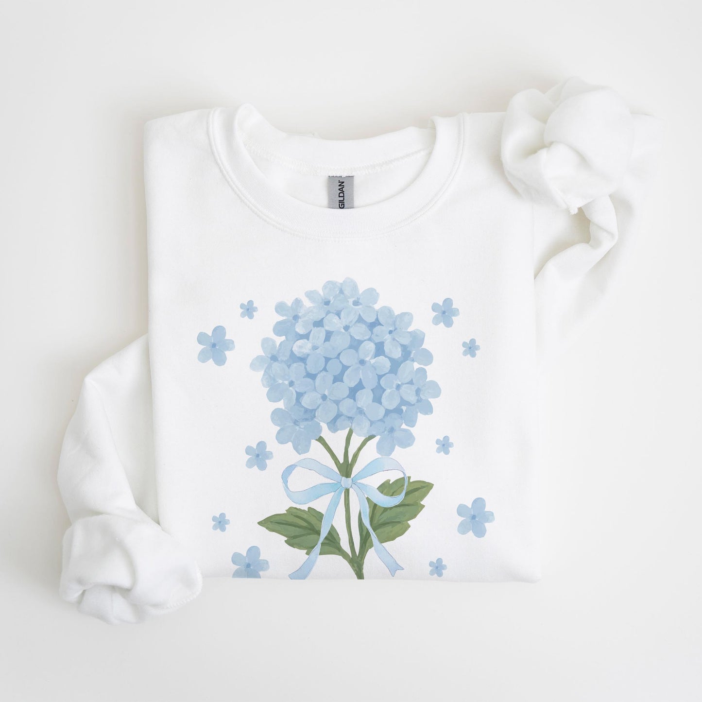 Gildan Sweatshirt White-Love+Local Hydrangea Cottage -4