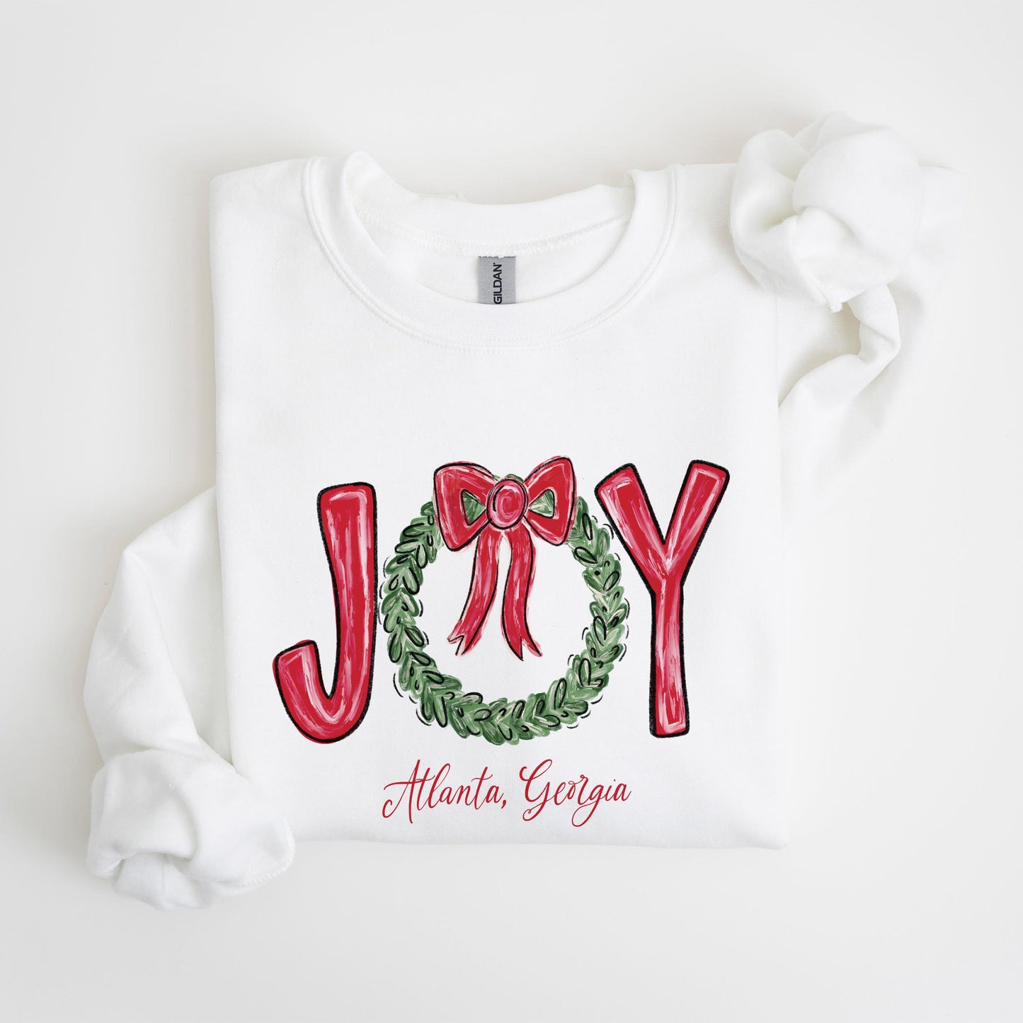 Gildan Sweatshirt White-Love+Local Make It Merry -4
