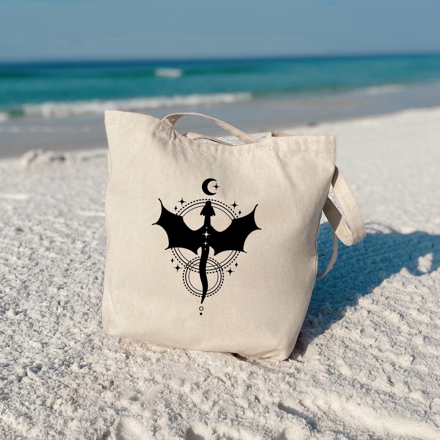 Tote Bag Natural Canvas-Dragon Moon -3