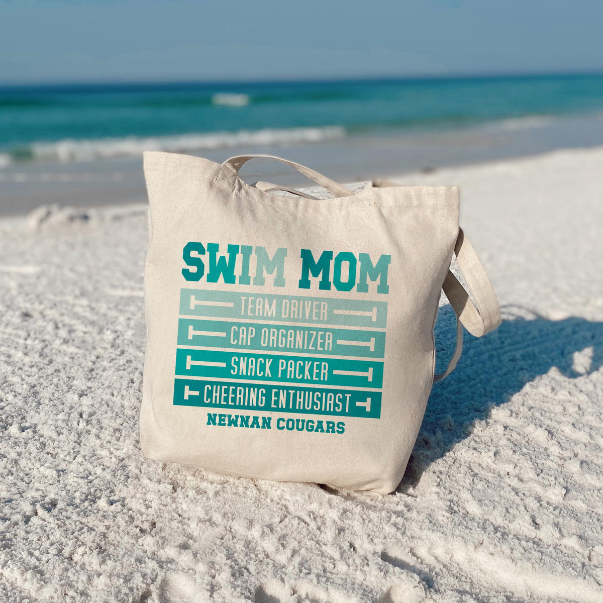 Tote Bag Natural Canvas-Swim Mom | School Team | City & State -3
