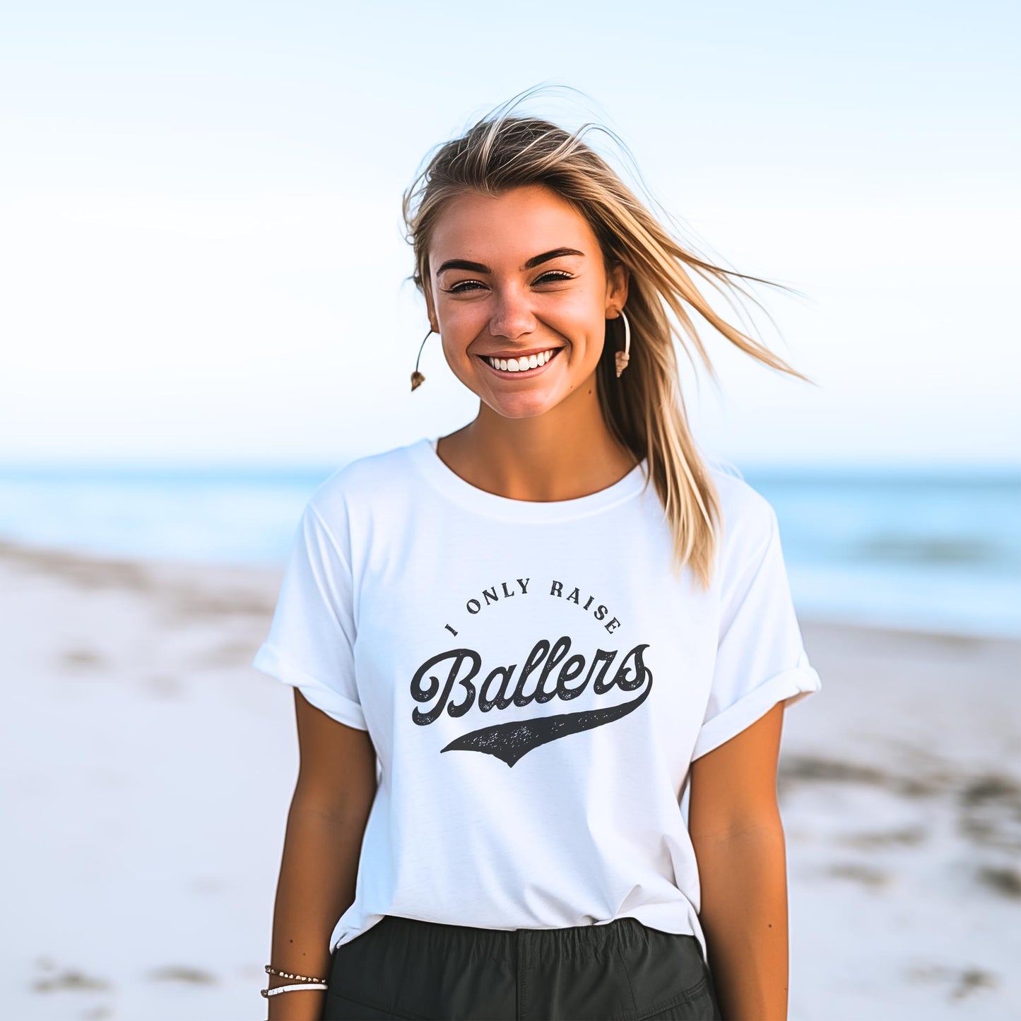 Bella Canvas T-Shirt White-Little League I Only Raise Ballers -2
