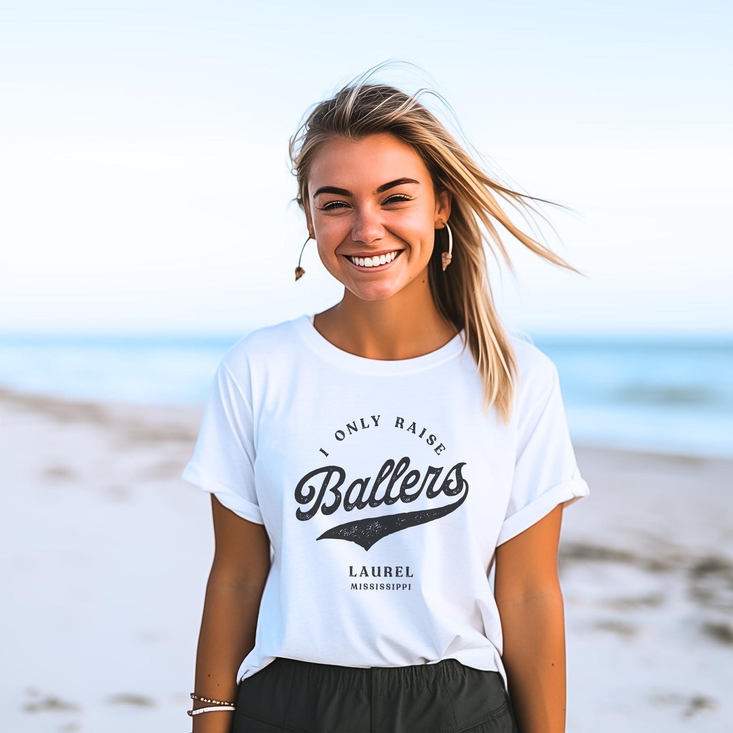 Bella Canvas T-Shirt White-Custom Little League Mom -2