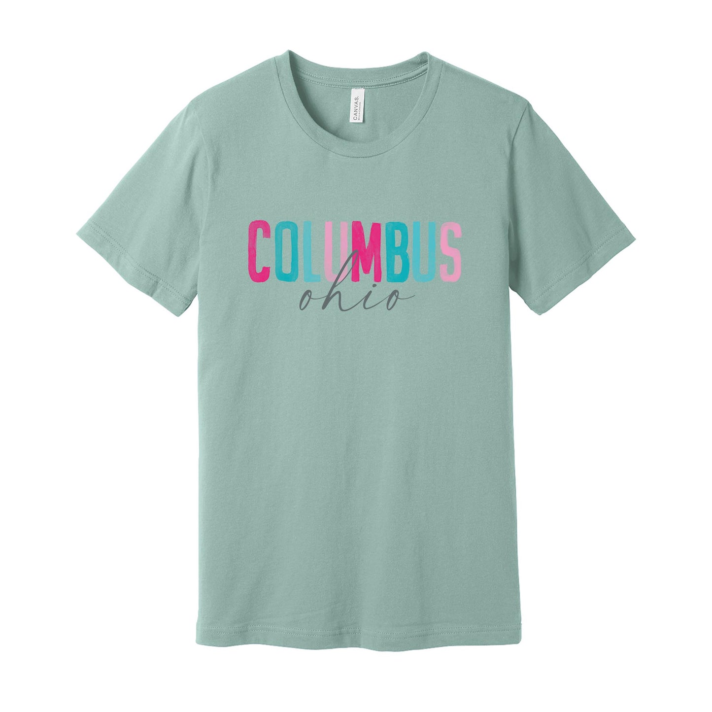Bella Canvas T-Shirt Dusty Blue-Watercolor City Cabana Brights -0