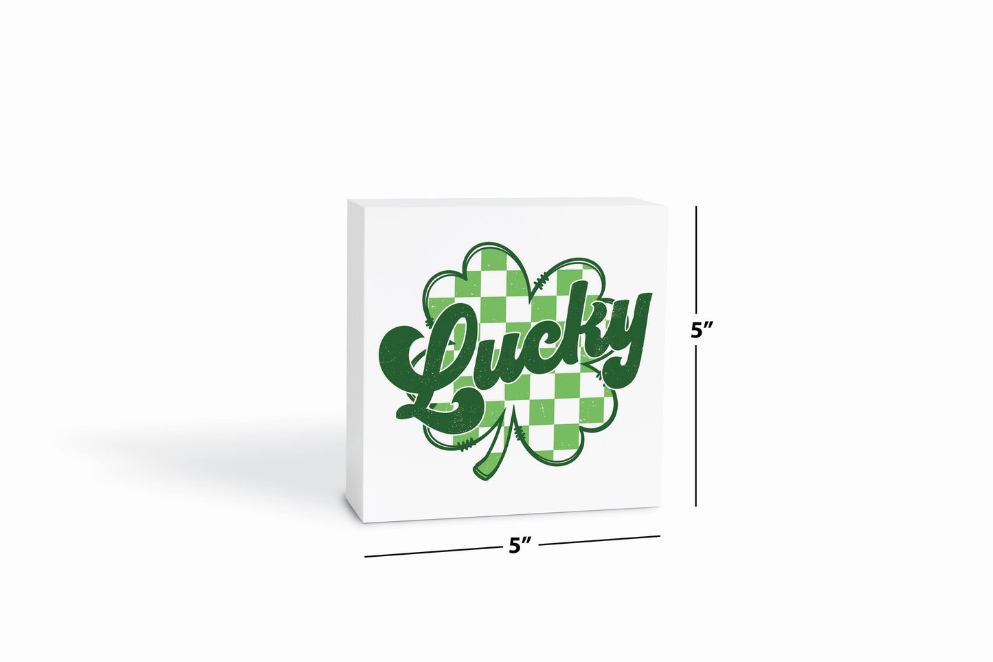 5x5 Wood Block-St. Patrick's Day Lucky Checker Shamrock -6