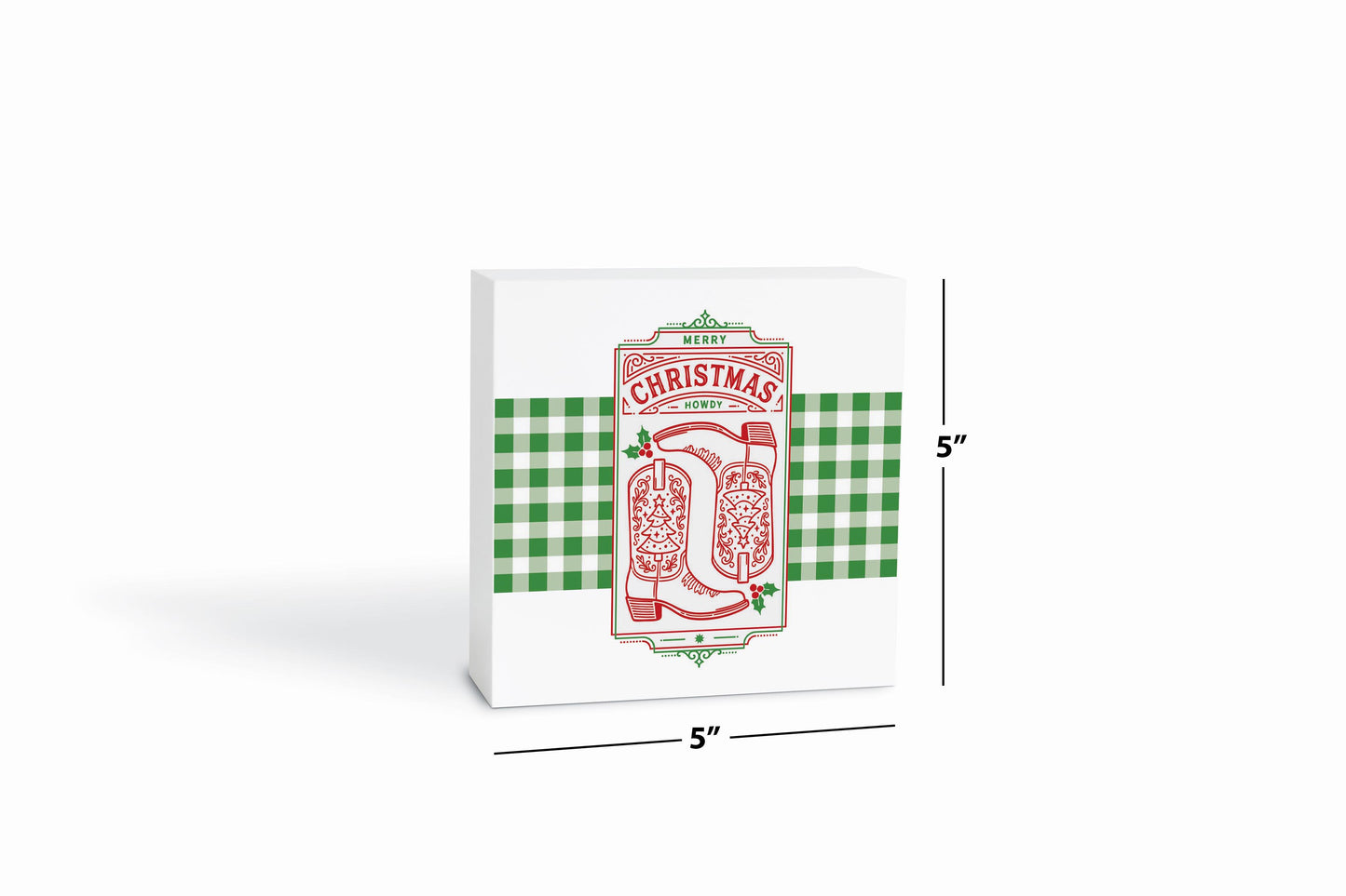 5x5 Wood Block-Western Christmas -6
