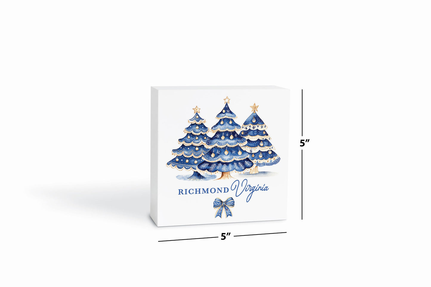 5x5 Wood Block-Love+Local Blue Noel - A Grand Millennial Christmas -6