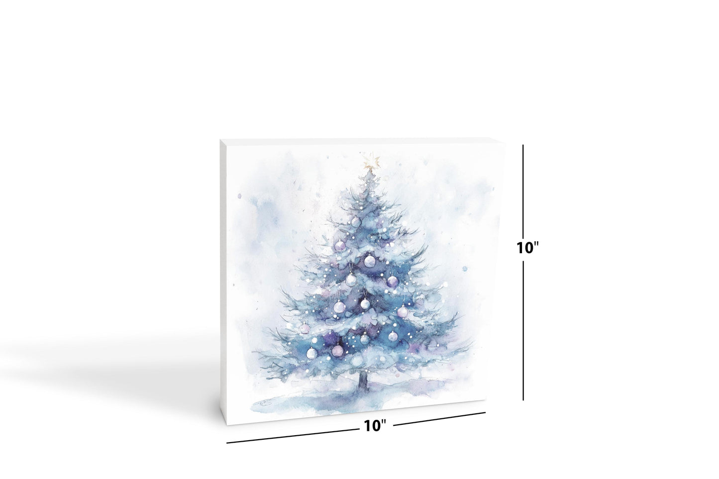 10x10 Wood Block-Holiday Tidings Watercolor Christmas Tree -6