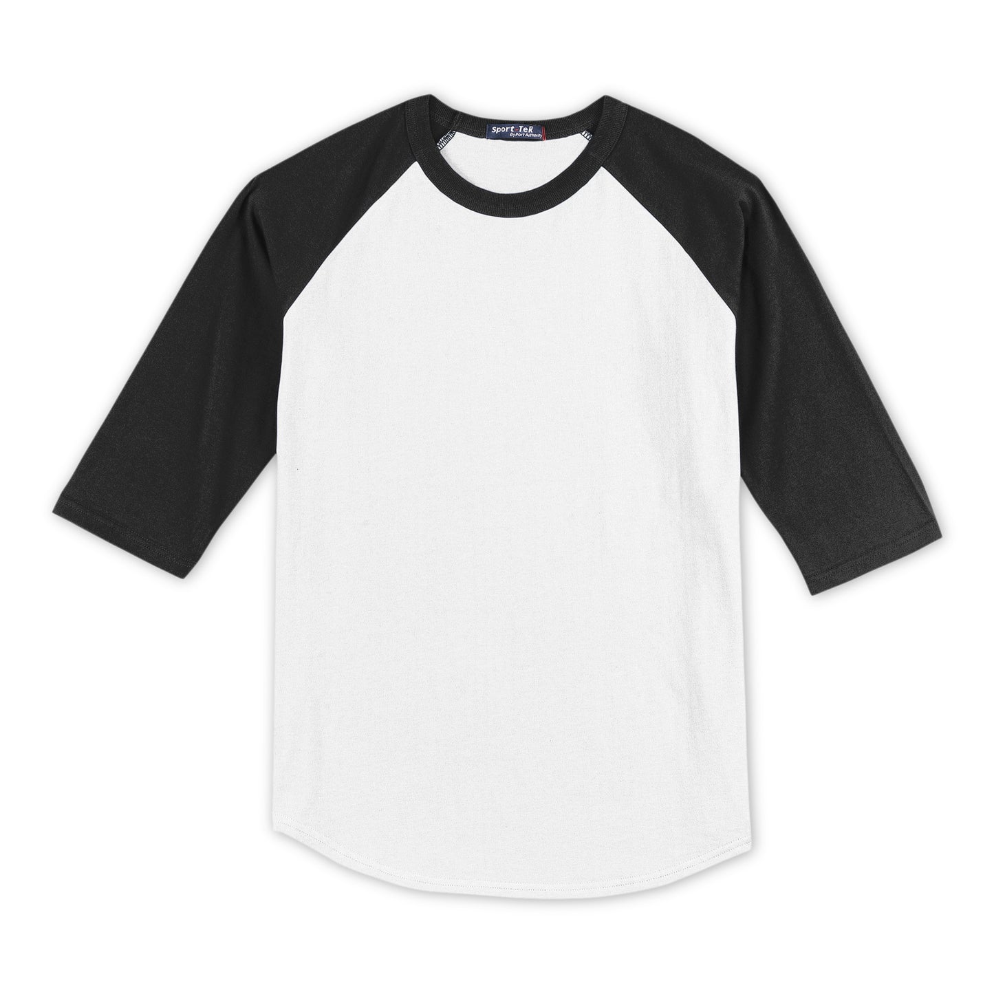XL Custom Sport-Tek® Youth Colorblock Raglan Black/White
