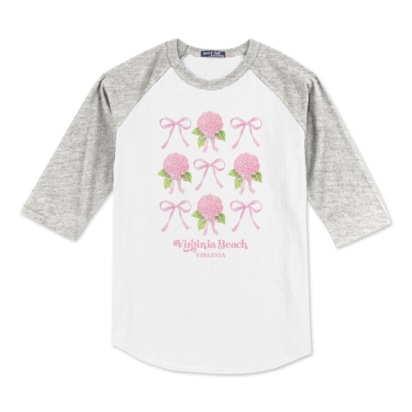 Sport-Tek® Youth Colorblock Raglan Grey/White-Love+Local Hydrangea Cottage -0