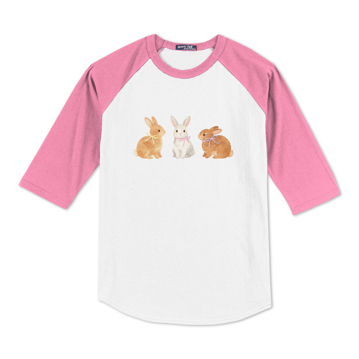 Sport-Tek® Youth Colorblock Raglan Pink/White-Cottage Easter -0