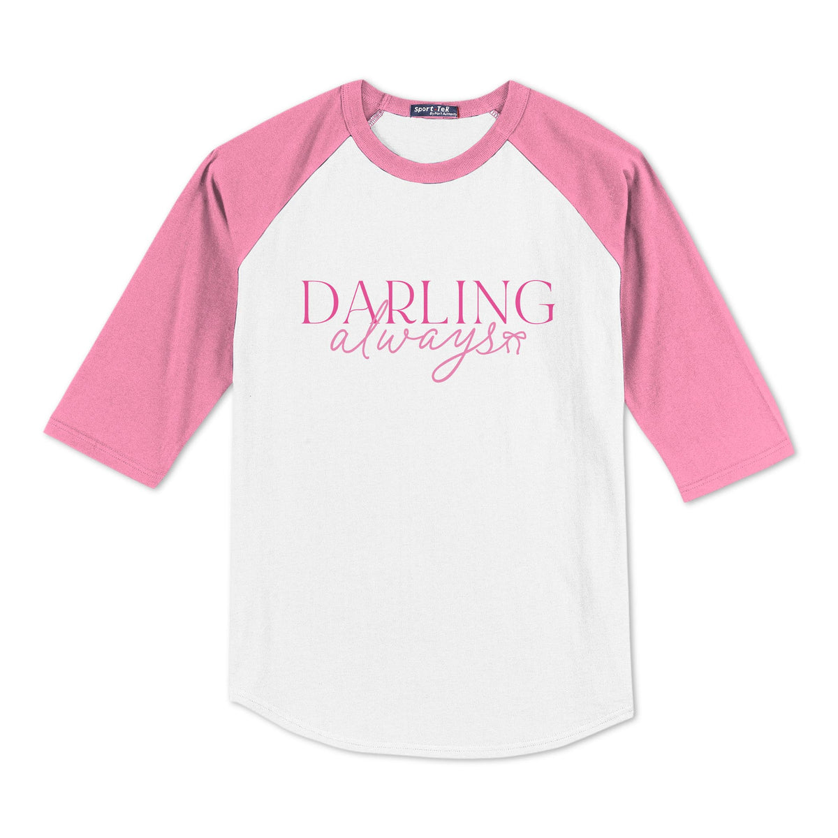 Sport-Tek® Youth Colorblock Raglan Pink/White-All Things Lovely -0