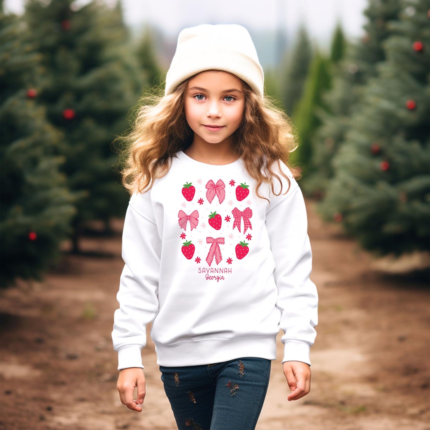 Gildan Youth Crewneck White-Love+Local Strawberry Parlor -1