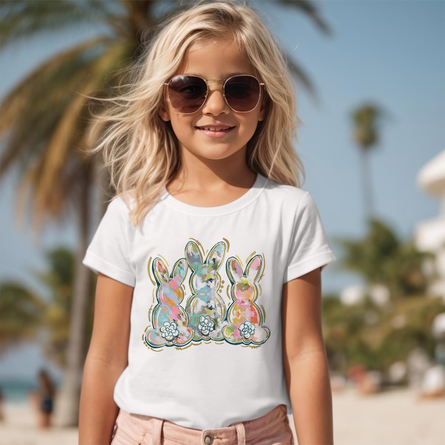 Youth T-Shirt White-Painted Bunny Trio