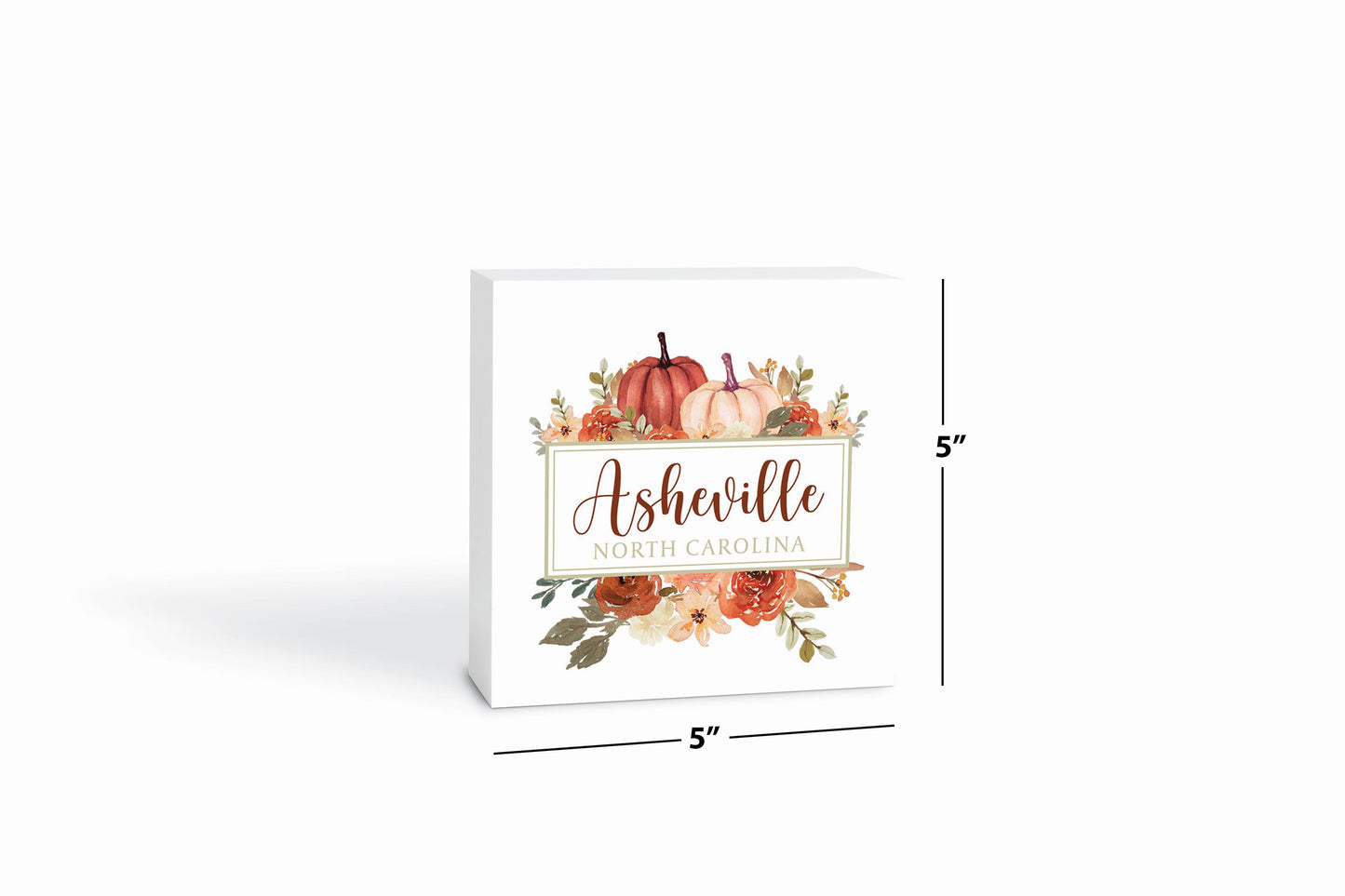 Love+Local 5x5 Wood Block | Fall & Harvest Pumpkins